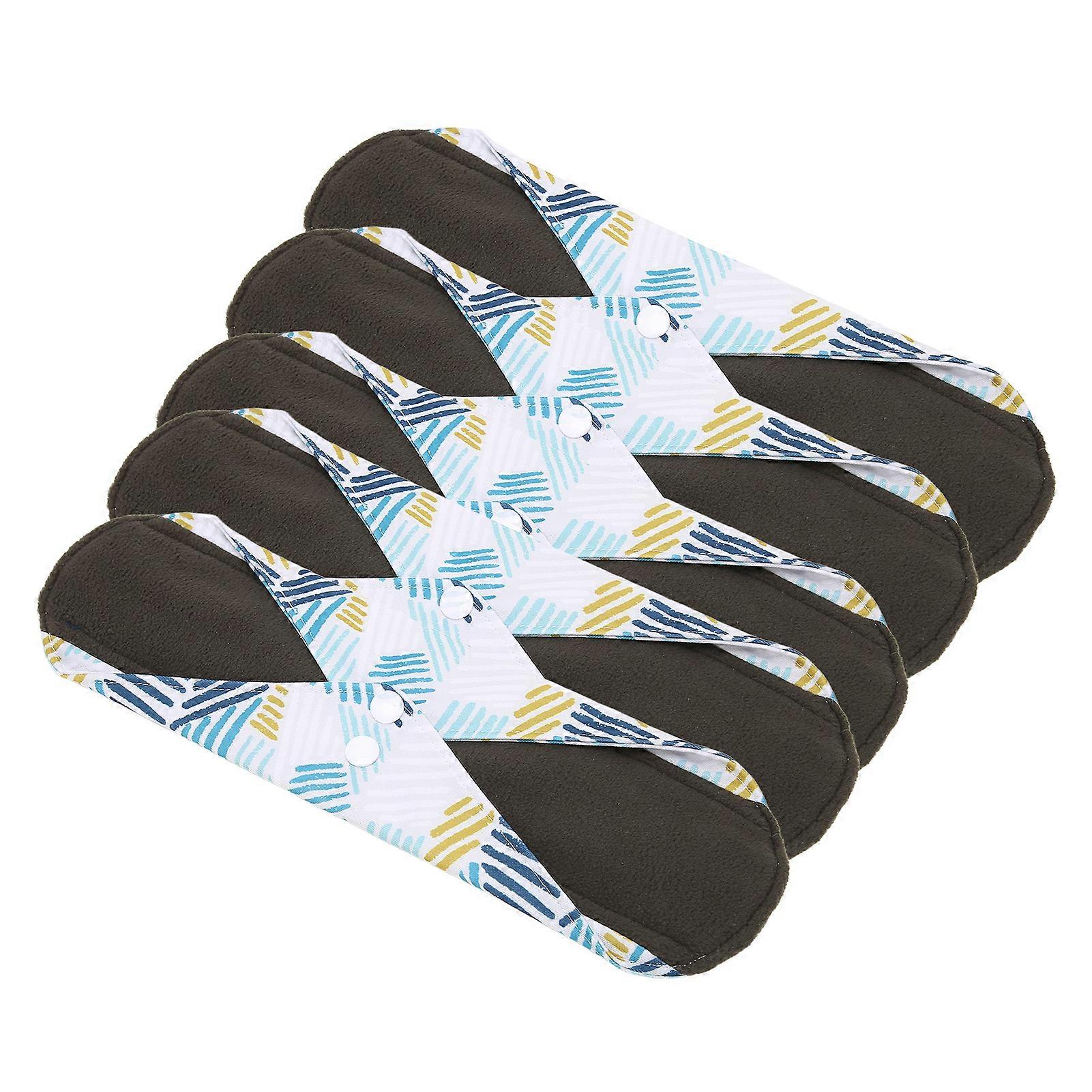 5pcs Washable Menstrual Pad Bamboo Charcoal Soft Printed Exquisite Reusable Sanitary Pad for WomenG42