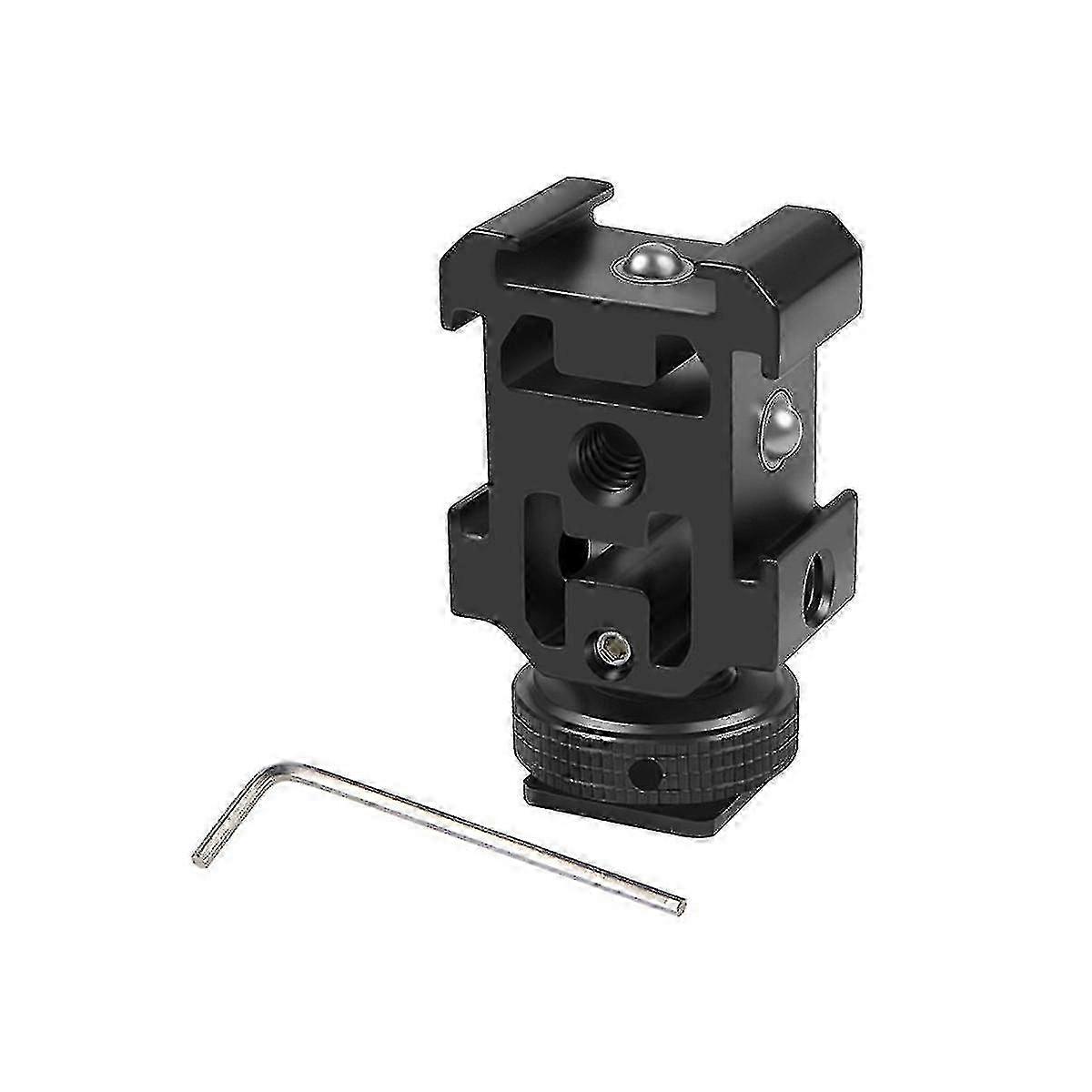 Triple Hot Shoe Mount Adapter with Dual Screws - Bracket for DSLR Cameras & LED Video Microphones - Versatile Accessory