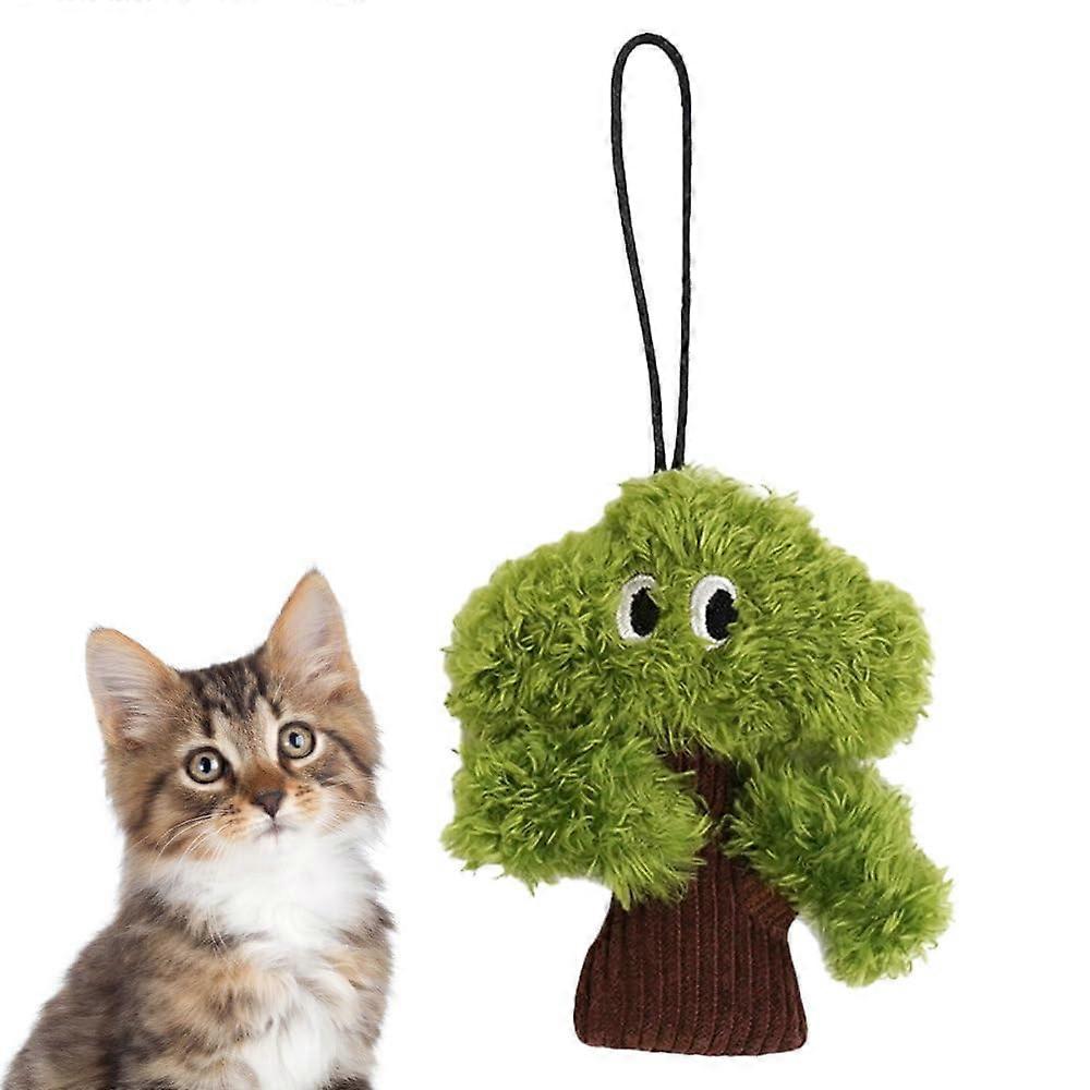 Cat Toy Plush Pine Tree Cushion for Indoor Cats, Interactive Chew Toy with Lanyard, Promotes Exercise for Kittens