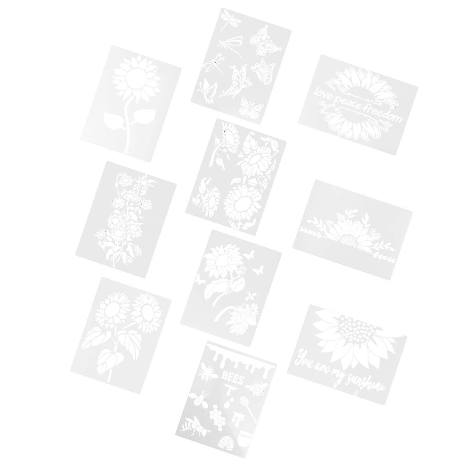 Painting Templates Wall Stencils for DIY Craft Projects PET Material Hollow Drawing 10Sheets