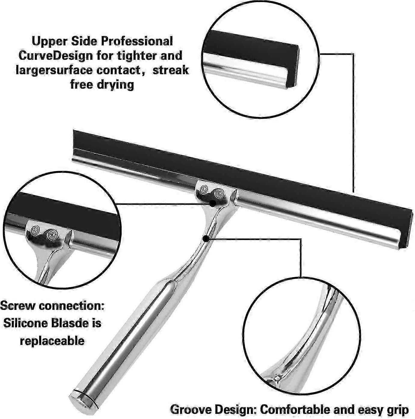 ZENGO Window Wiper Squeegee For Window Scraper For Shower Window 10in