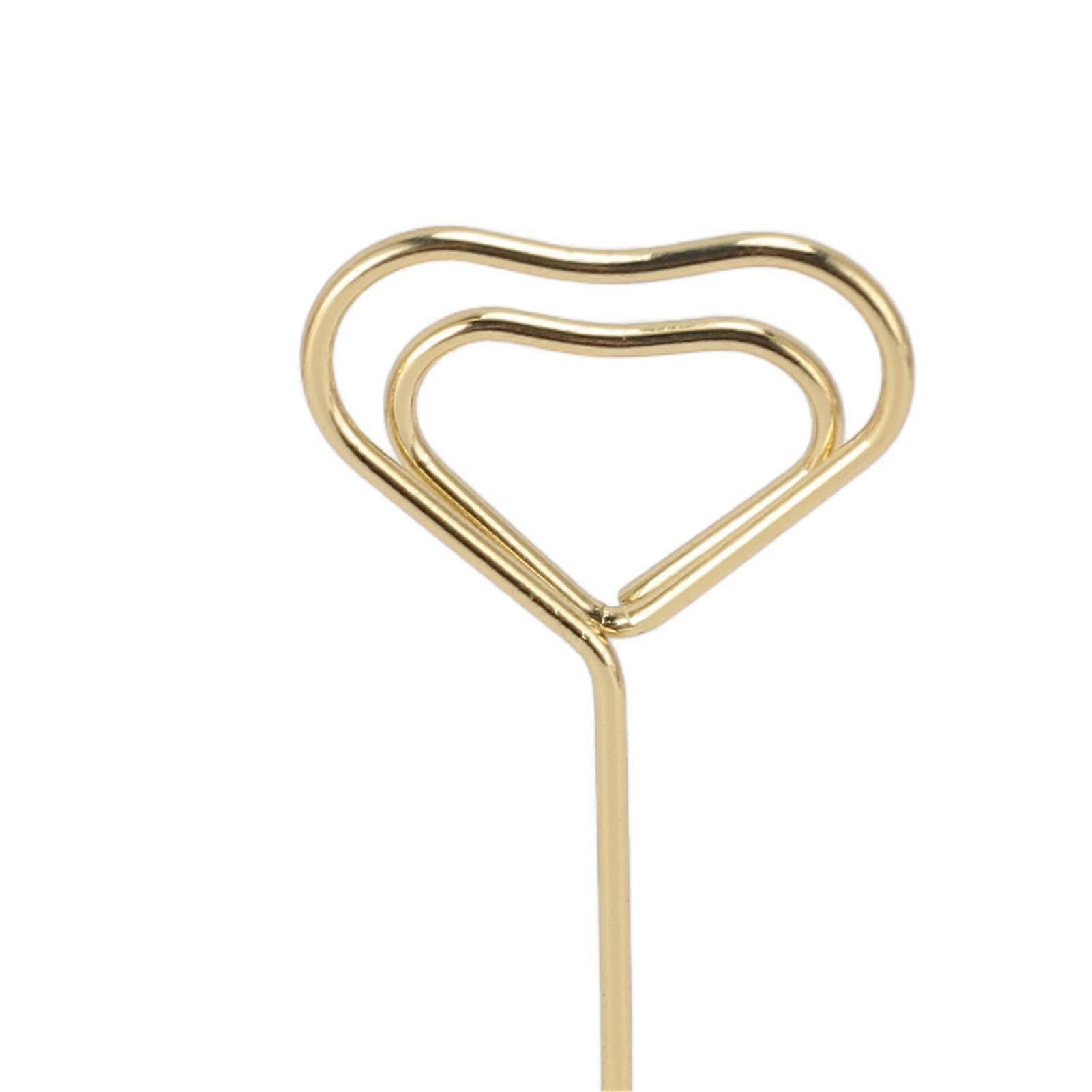 20 Pcs Table Number Holder 15cm Heart Shaped Place Card Holder Memo Clip Photo Stand Gold