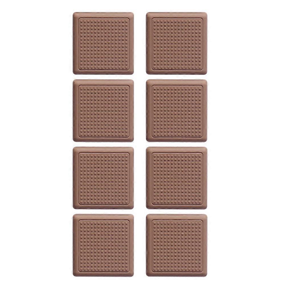 Anti Slip Table Legs Protective Table Foot Pad Home Use Brown 4x4cm 8Pcs