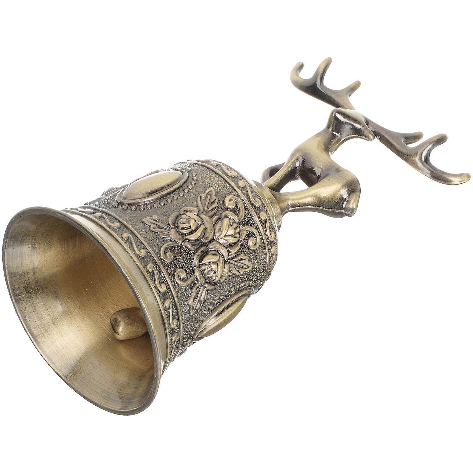 Hand Bell for Party Use with Comfortable Grip Made of Zinc Alloy Light Brown 3.5 Inches