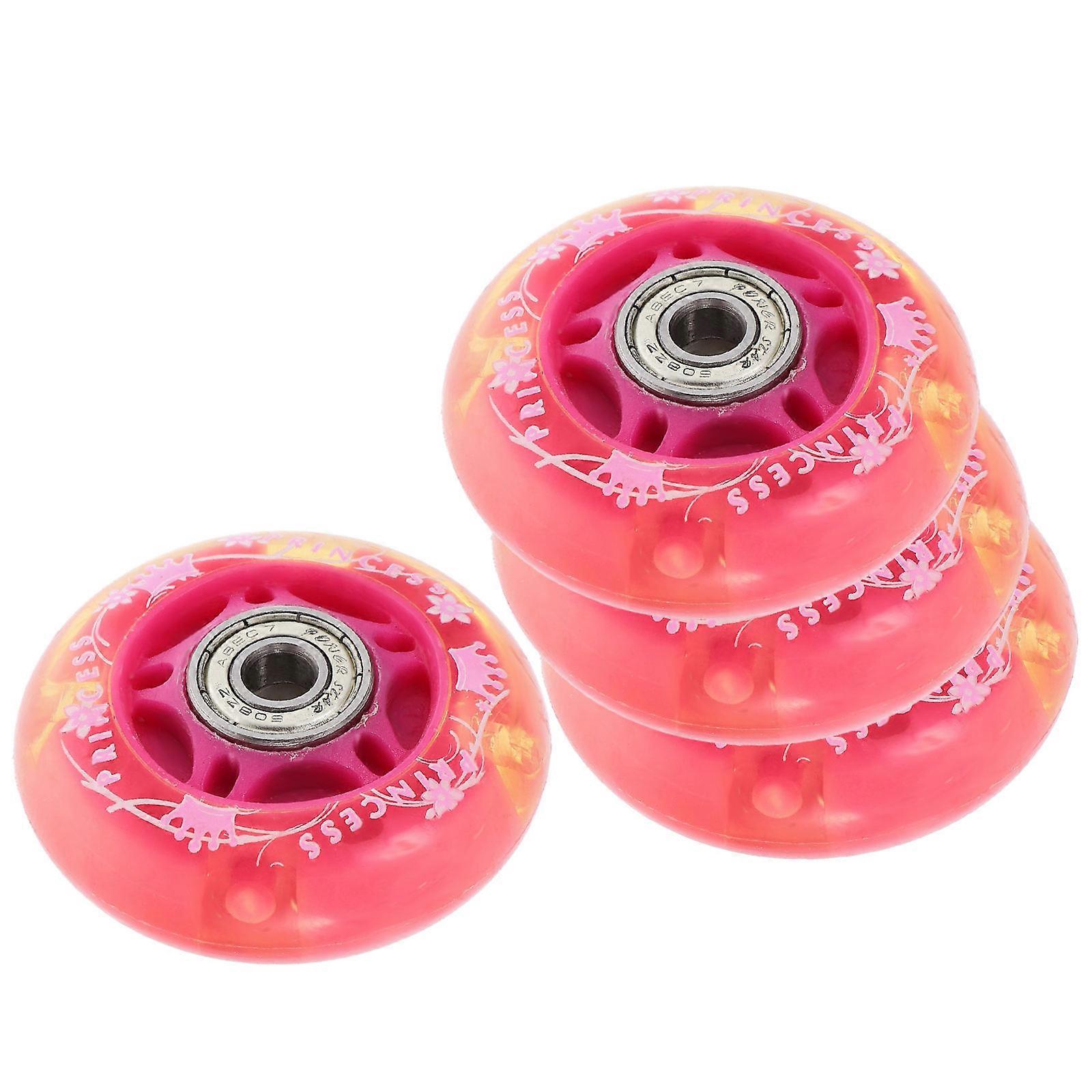 Skate Wheels Roller Skates For Boys Daily Practice 64mm Pink Elasticity Smooth Use Experience 4Pcs