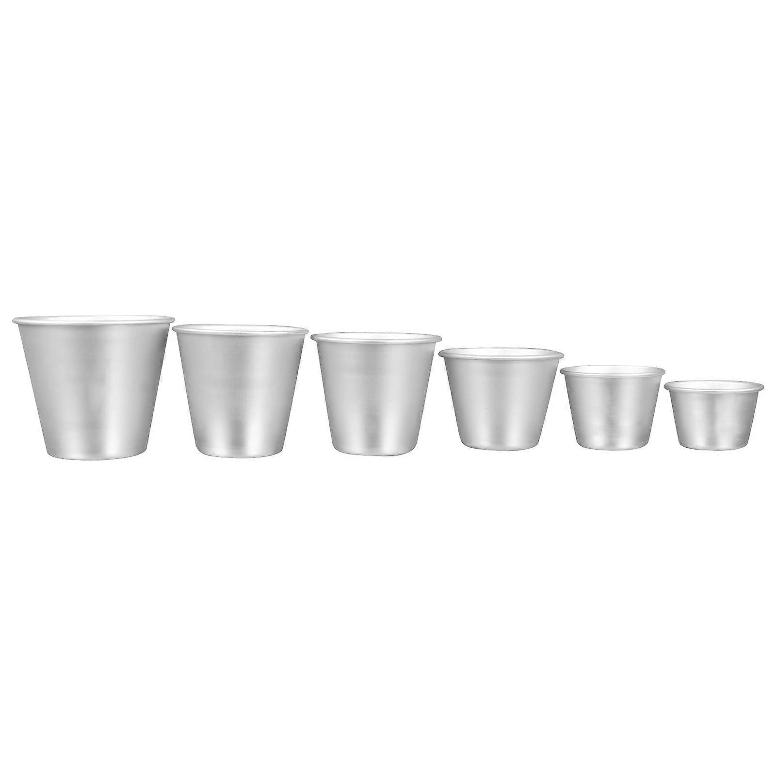 Mini Cake Pan with Nonstick Coating for Baking Use Made of Aluminium Alloy Silver Color 6 Pieces
