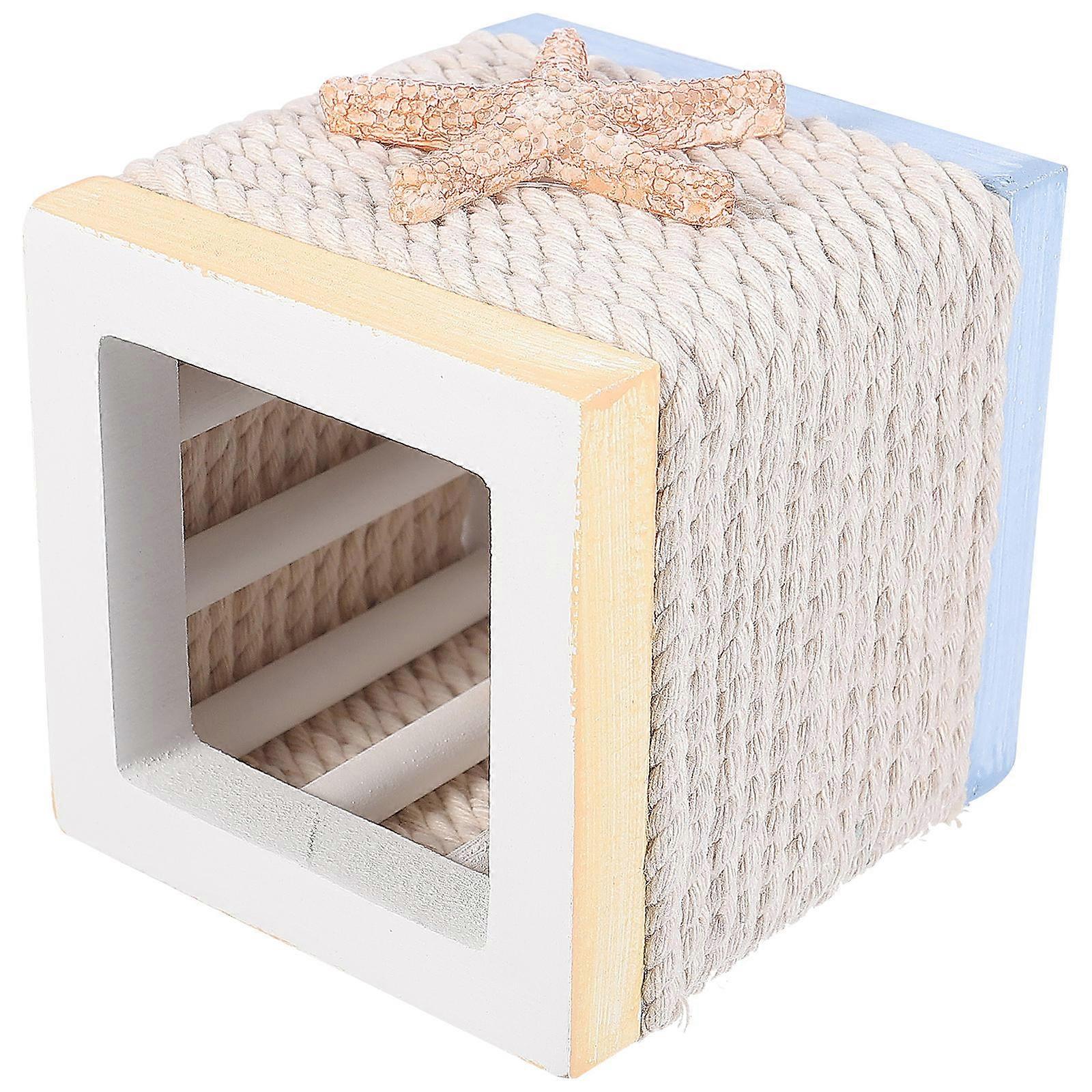 Mediterranean Style Wooden Pen Holder Handmade Stylish Storage Container for Desk Organizer, Multi Use Desktop Accessory for Office and Home