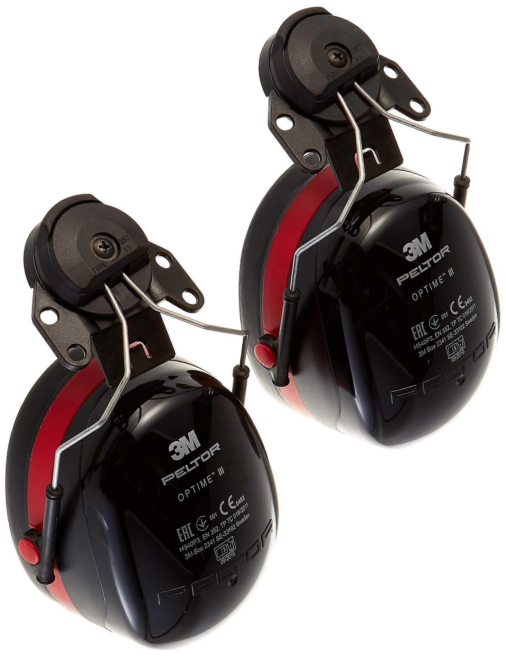 Peltor Optime III H540P3E413SV Ear Muffs, 34 dB, Black/Red, Helmet Attachment, One Size Single