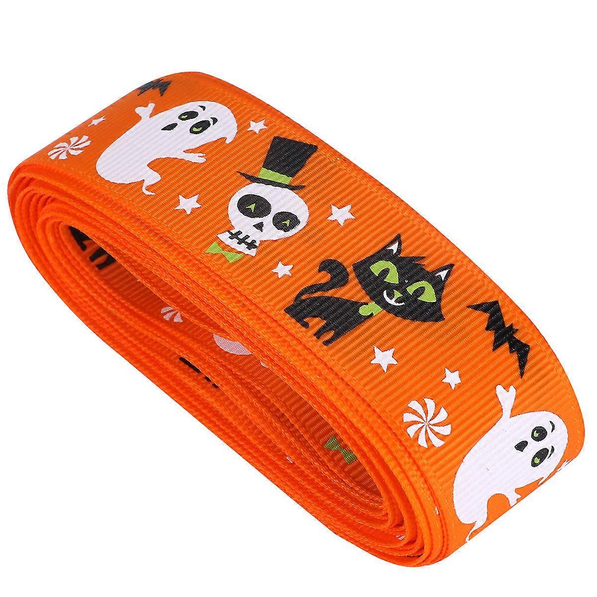 Hallowen Craft Ribbon Orange 25Mm 457Cm Polyester For Diy Crafts Holiday Packages Decoration 1 Roll