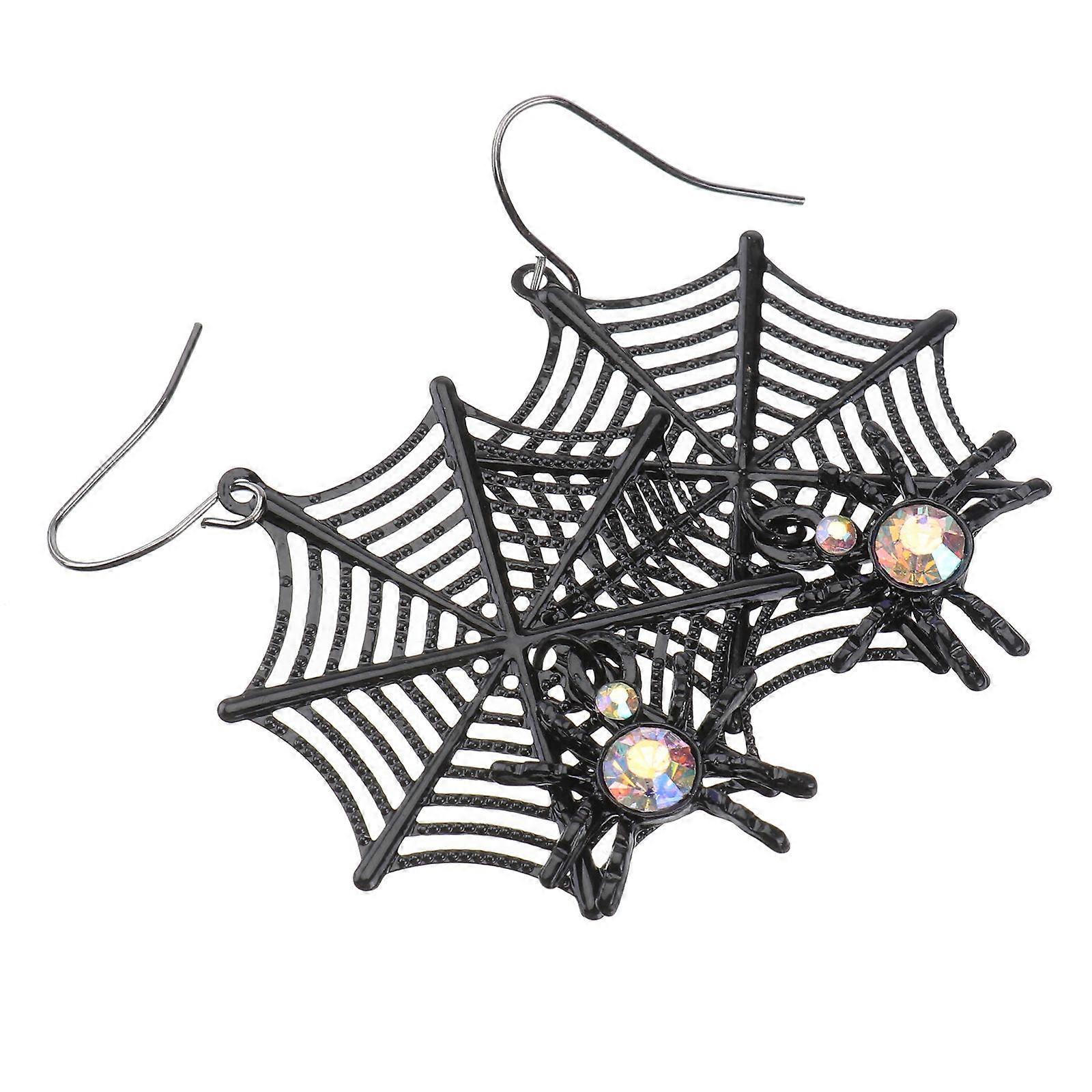 Creative Spider Web Tassel Earrings Alloy Material For Casual Wear Parties And Banquets 4 5x2 3x0 6cm Black 1Pair