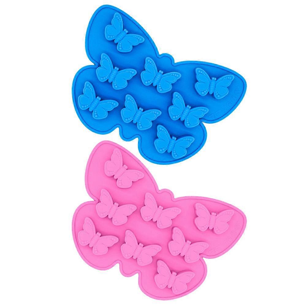 Cute Ice Molds Butterflies Shape Candy Making Family Gift Giving Pink Non-Stick Material 21X15X2CM 2Pcs