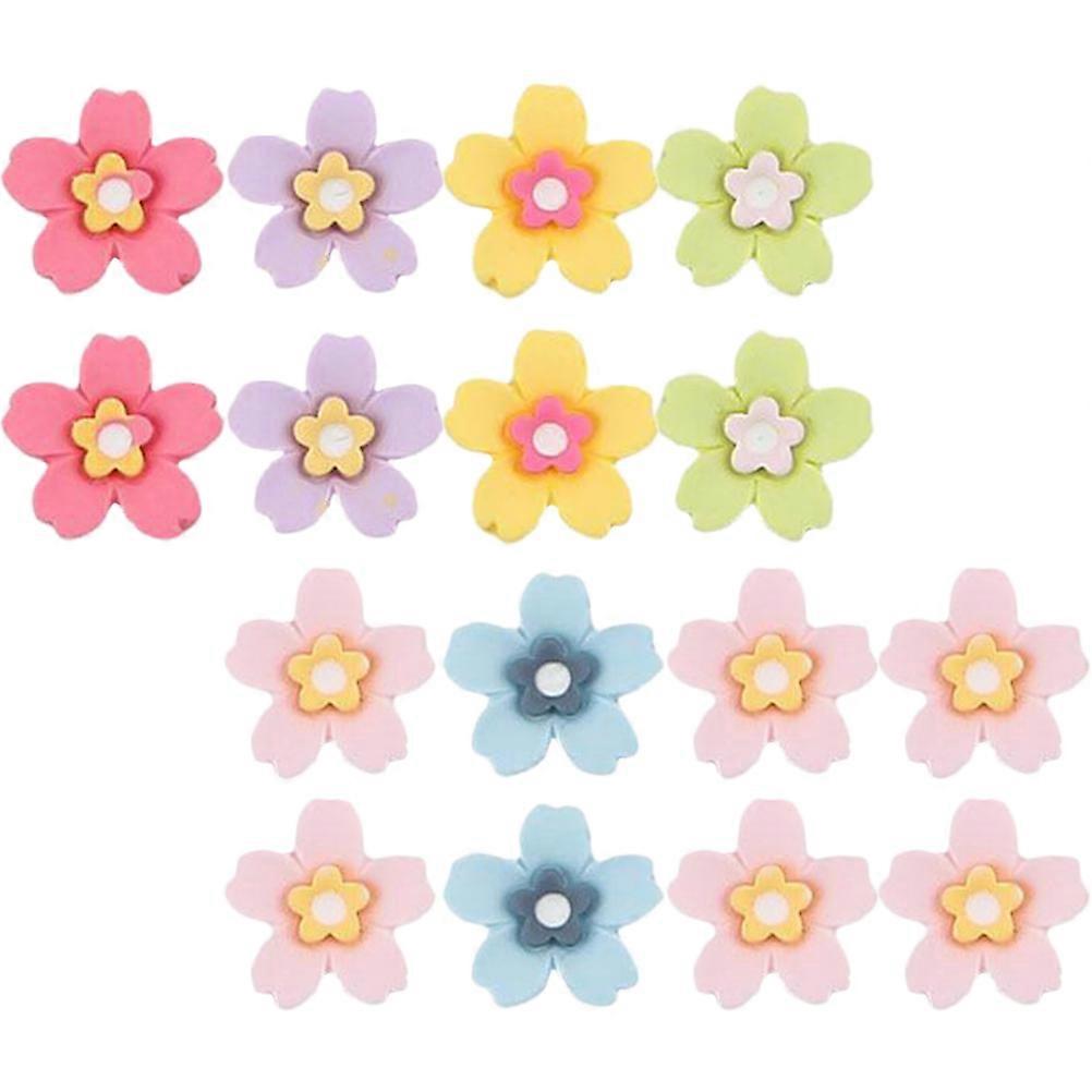 Mini Flowers Embellishments For Craft Works Assorted Color 1.3X1.3Cm Plastic Flower Shape Versatile Women 20Pcs