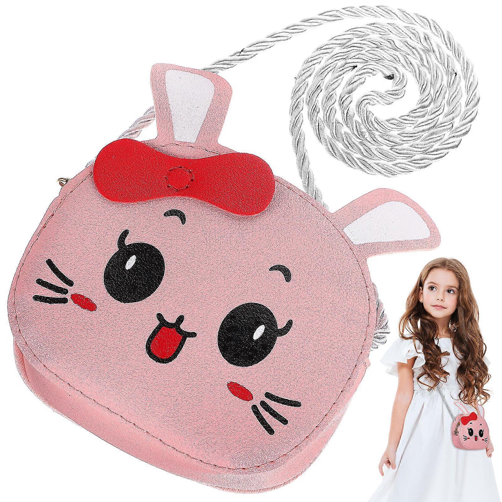 Small Purses for Kid Bunny Purse Pink Color 3D Ear Decor Zipper Closure Suitable for Shopping 1Set