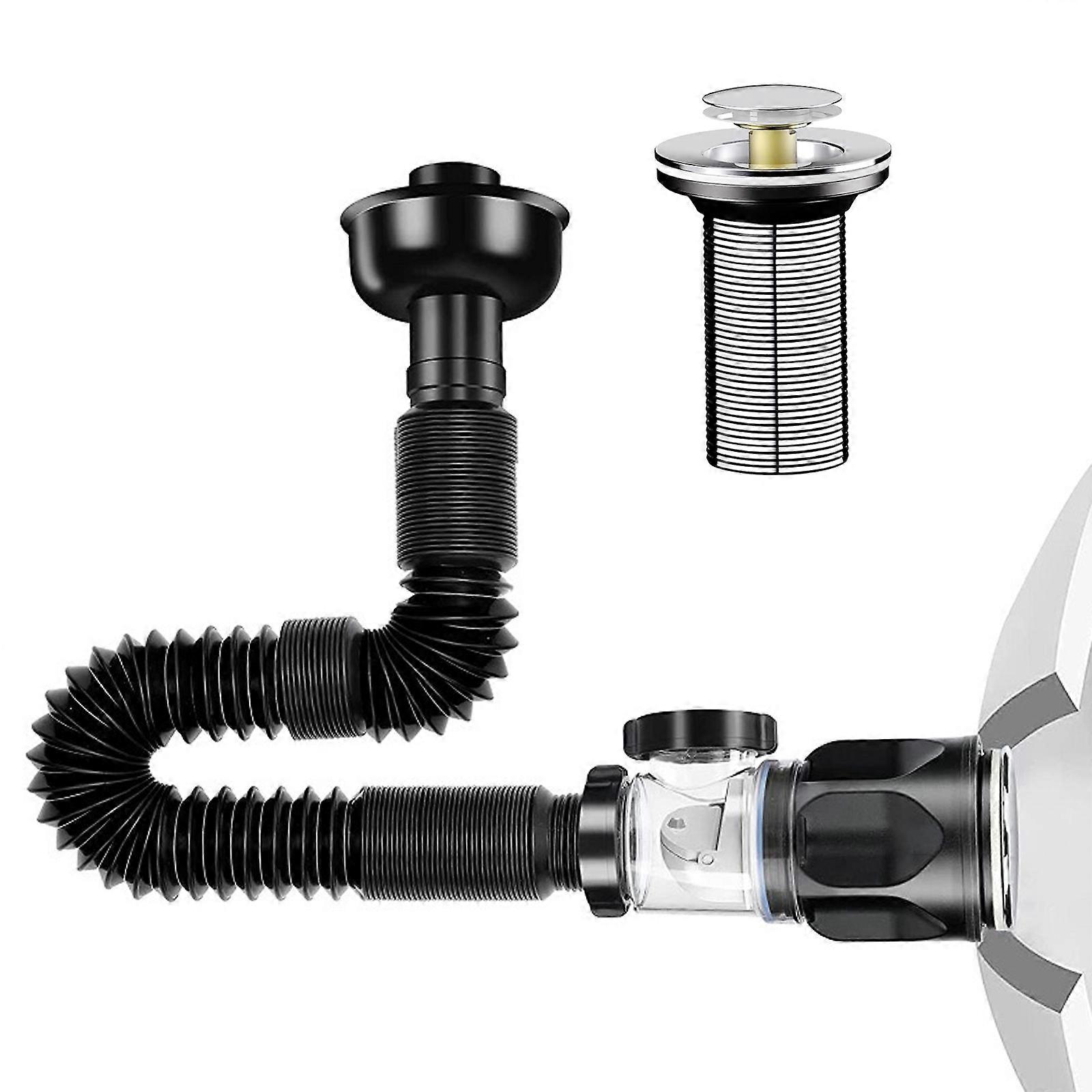 Bathroom Washbasin Drain Pipe Anticlogging Sink Strainer Stretchable Deodorant Pipelines Sink Hose Plumbing Enduring Multicolor