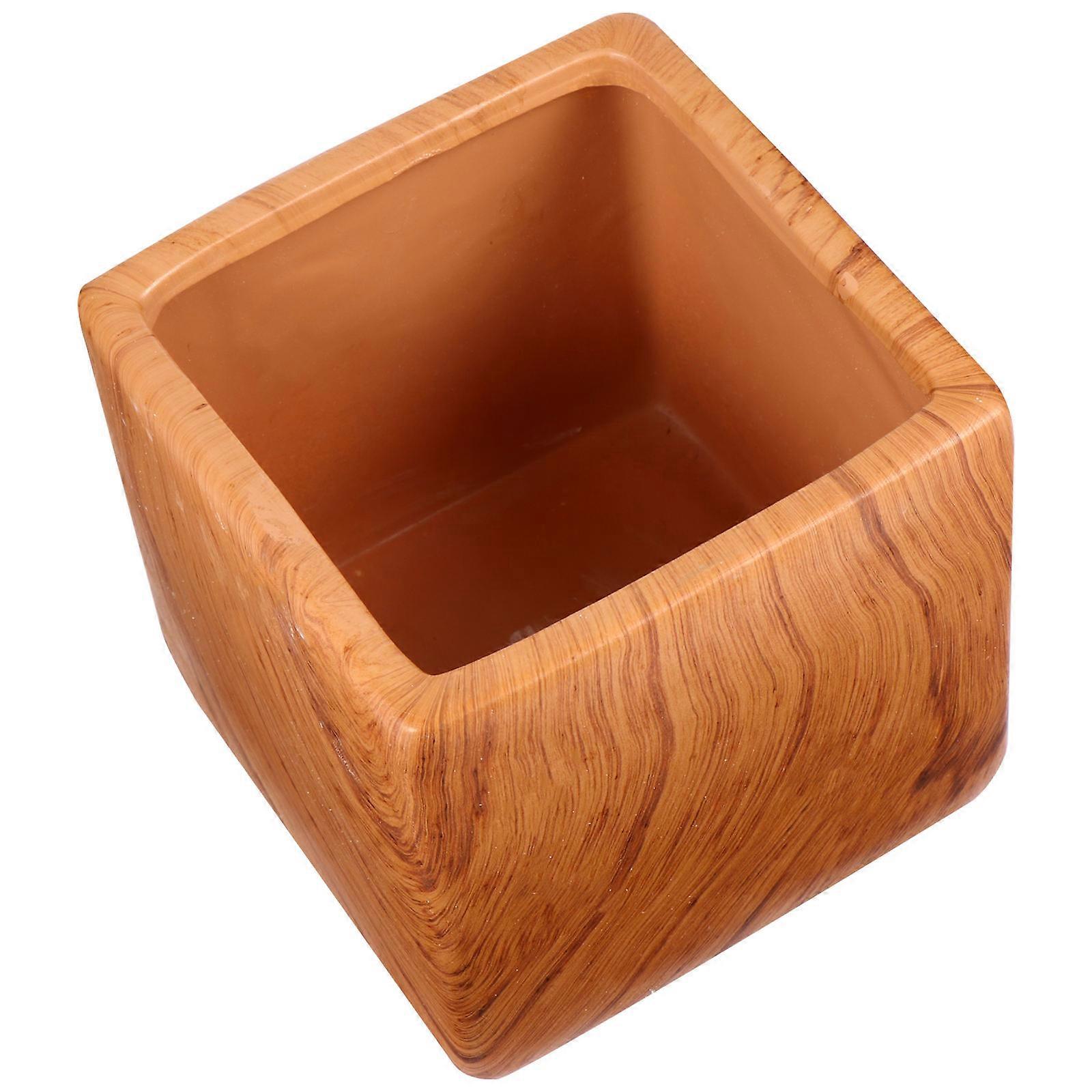 Retro Wood Grain Succulent Planter with Durable Drainage Design for Cactus and House Plants