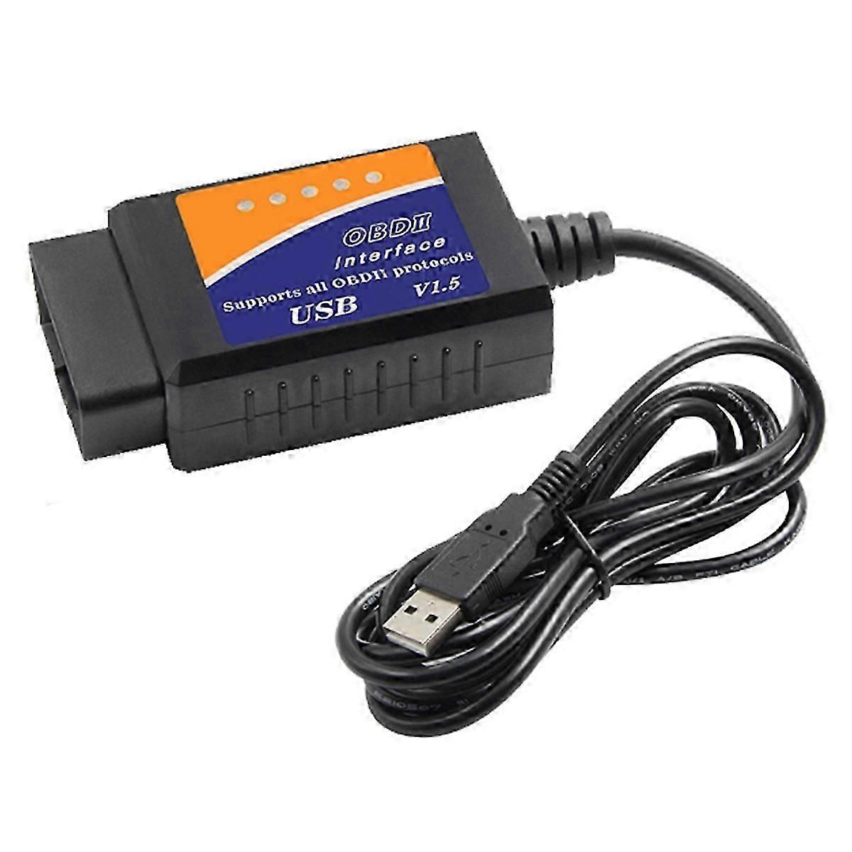 ELM327 Car Fault Diagnosis Tester OBD2 Adapter USB Scanner CH340T Chip OBDII Diagnostic Scan Tool