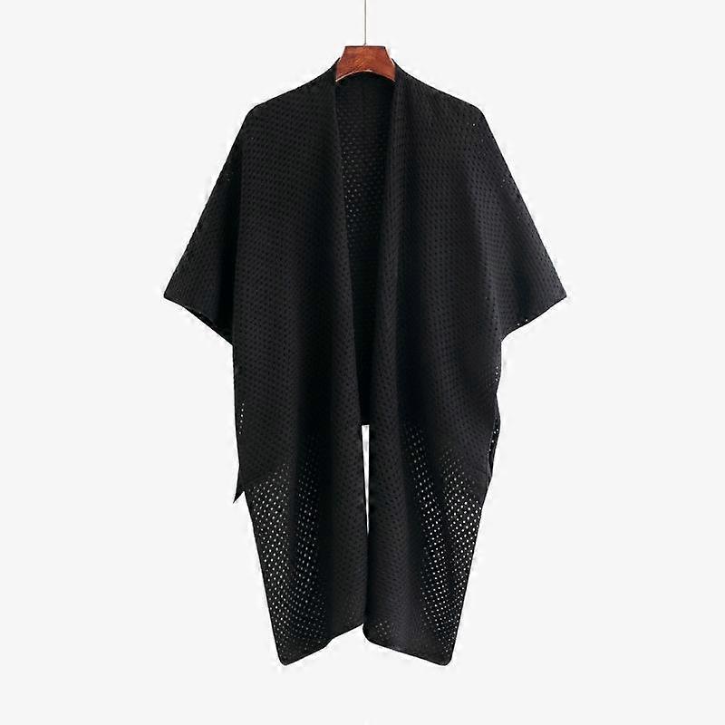 Plus Size Women's Hollowed Out with A Loose Knit Cardigan Jacket with A Cape