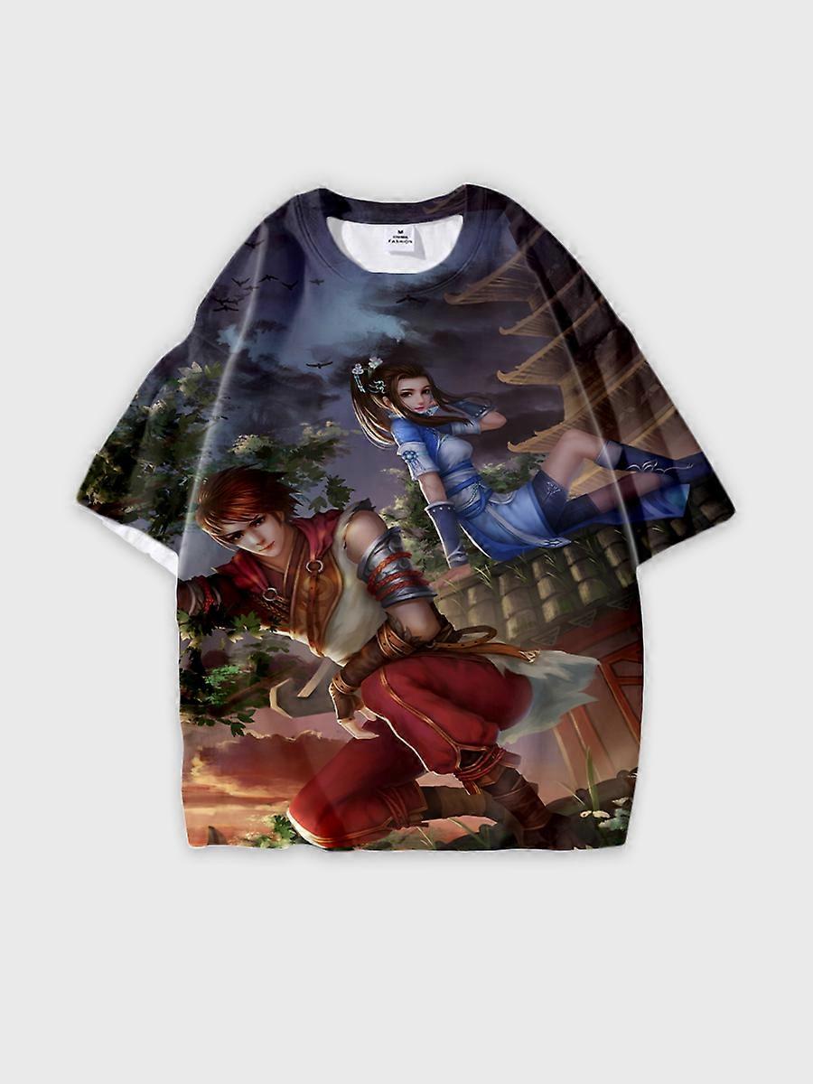 T-shirt round neck Character Pattern loose short sleeve P1690