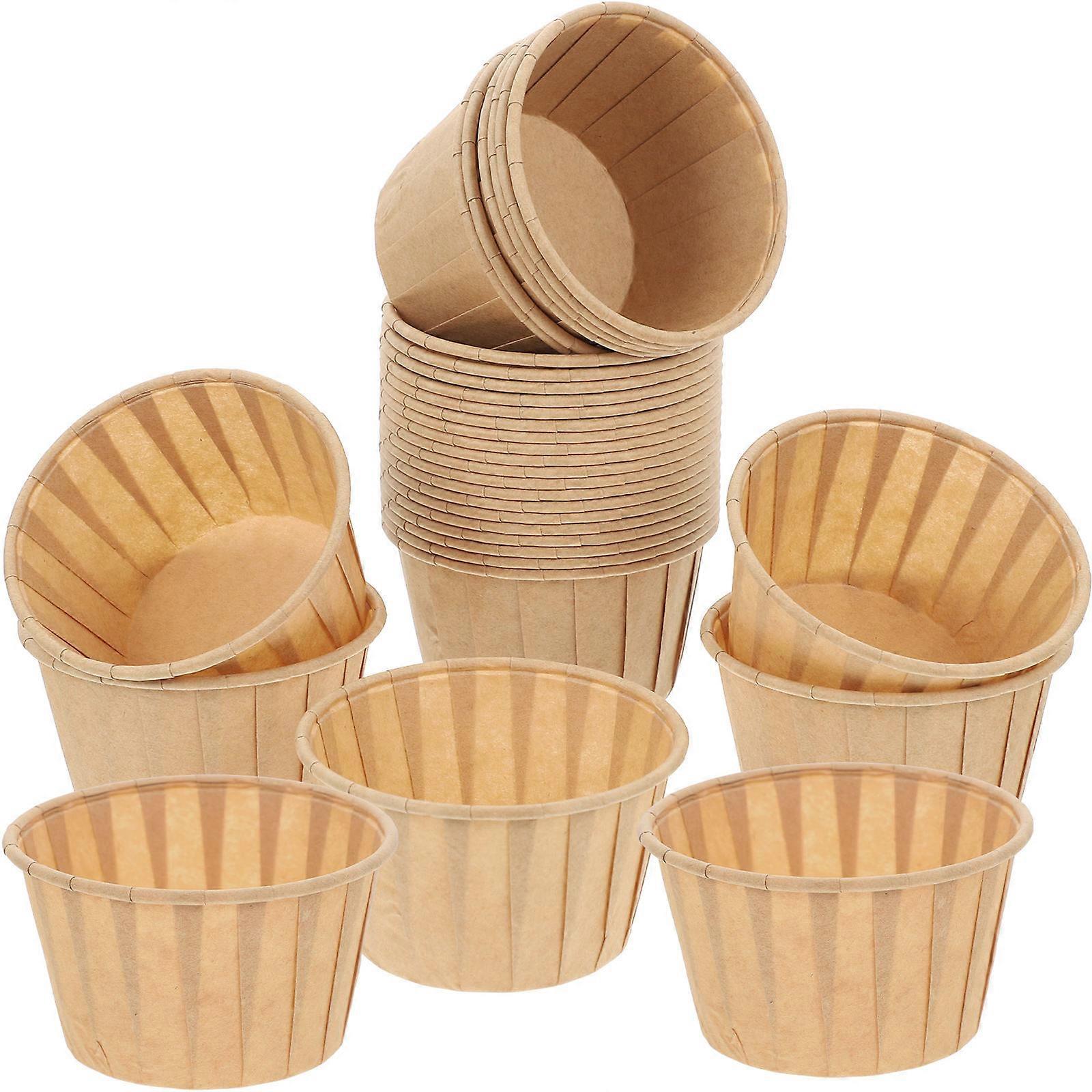 50Pcs Oil-Proof Cupcake Cups Compact Thickened Baking Wrappers For Home Users And Bakery Owners Beige Color Food-Grade Paper