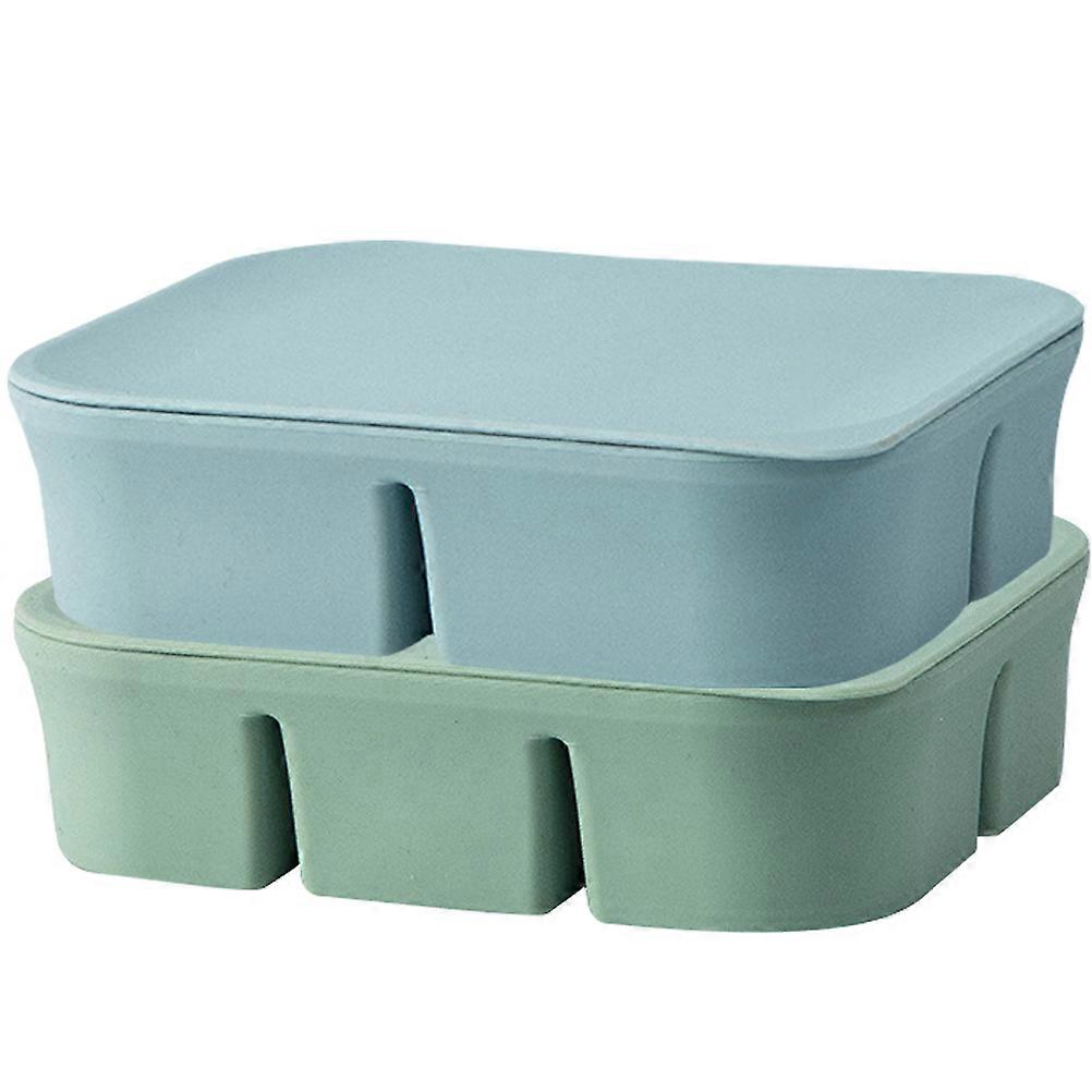Here's a polished and professional product description for your **2pcs Reusable Silicone Ice Mold Boxes with Lid Space Saving Freezer Containers for