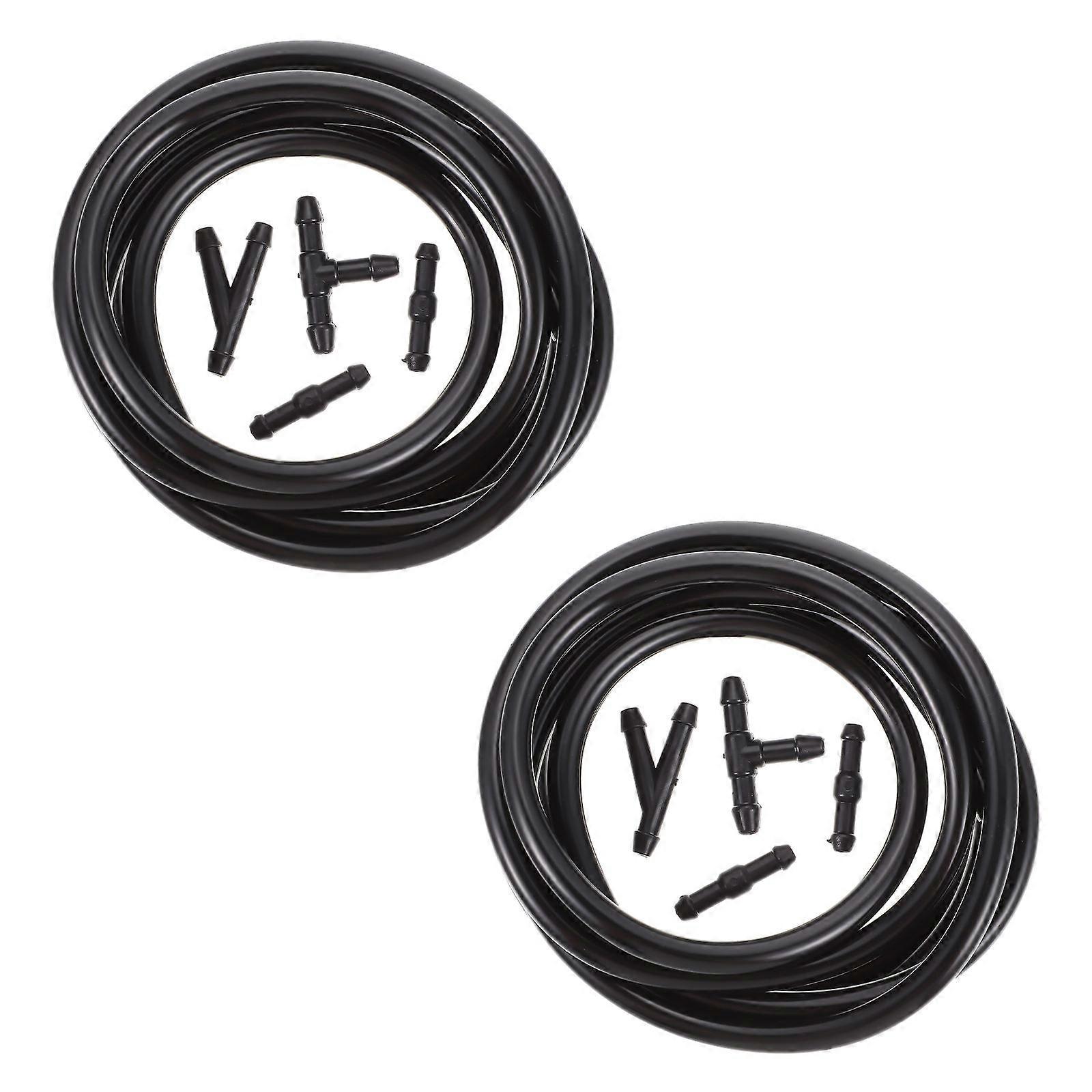 Windscreen Spray Nozzle Hose Set For Practical Car Maintenance Made Of Durable Materials In Black Color Offering Convenient Windshield Cleaning 2 Sets