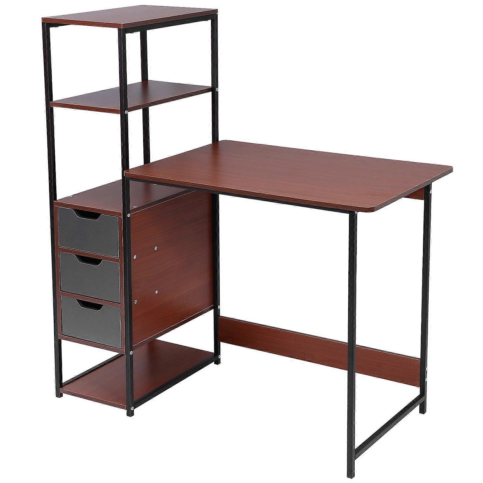 Simple Design Corner Desk With Storage Space Ideal For Home Use In Coffee Color Offering Easy Assembly 1 Set