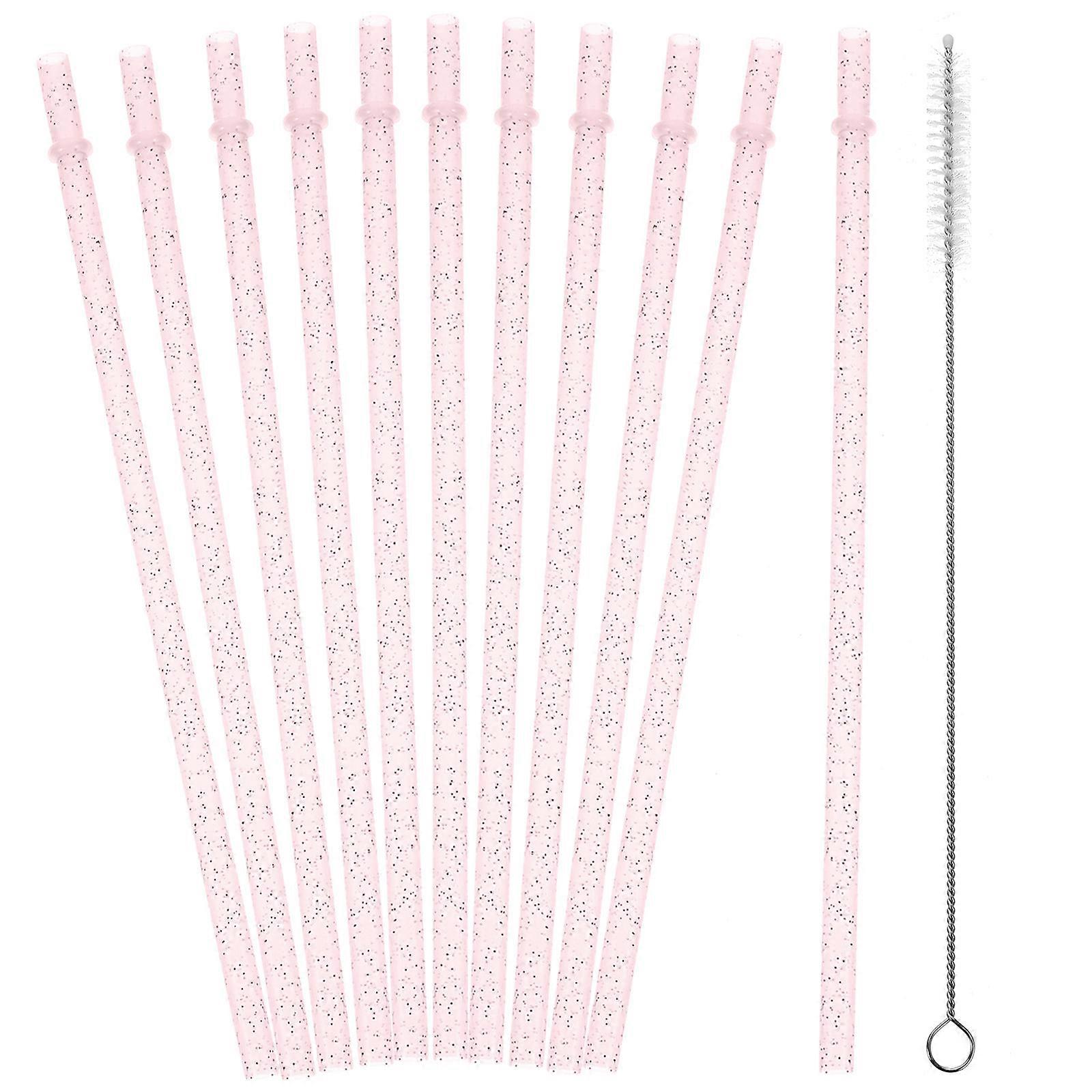 Reusable Drinking Straws with Thickened for Home Pink Color Smooth Surface Long Size Suitable for Various Cups