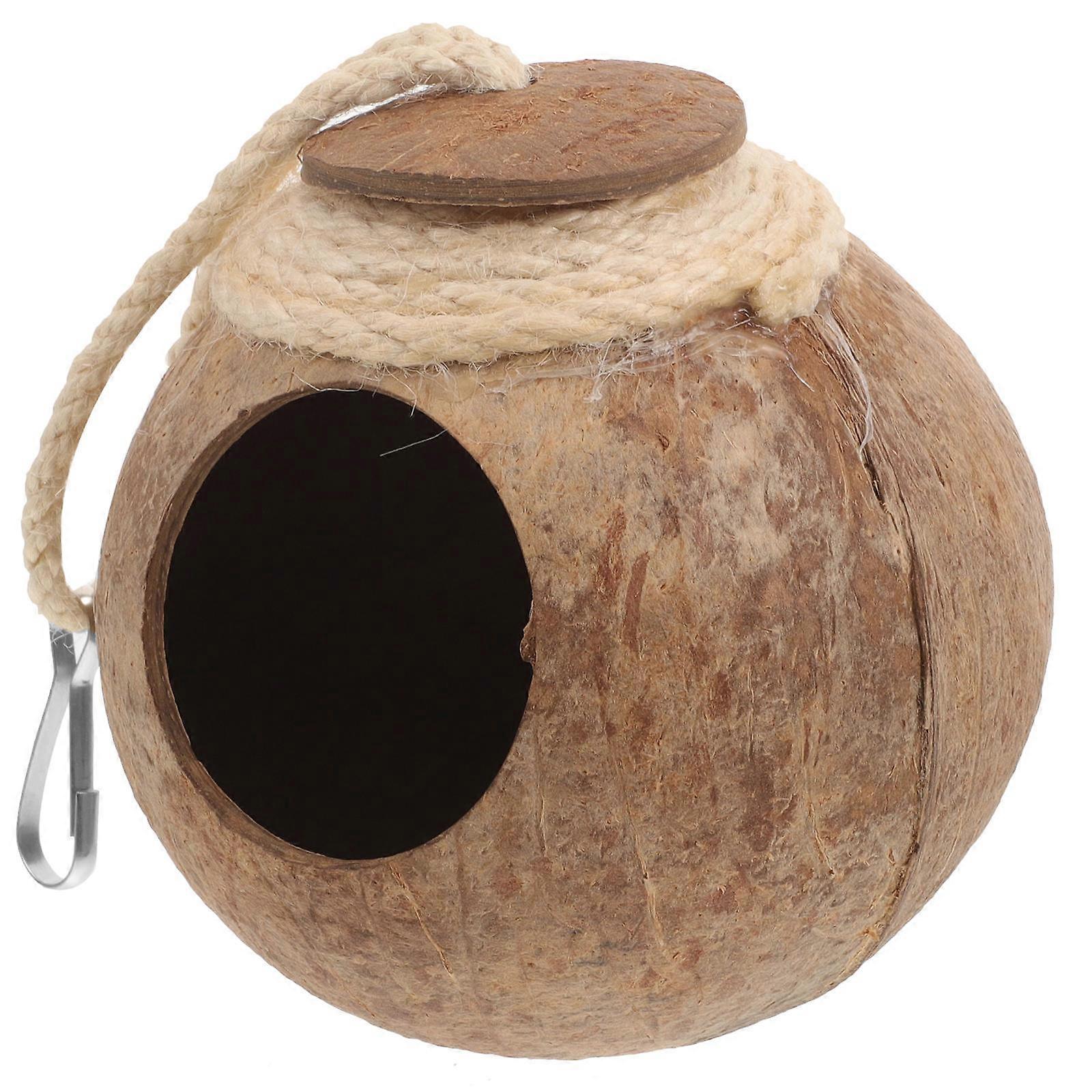 Durable Coconut Shell Bird Nest Hanging Hideout for Parrots and Birds – Natural Look, Safe & Comfortable Shelter