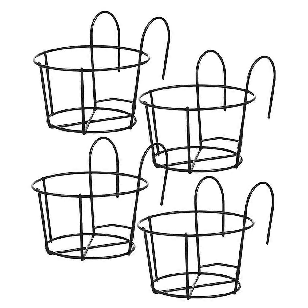4pcs Iron Hanging Flowerpot Rack for Balcony – Round Planter Stand for Succulents, Multi Functional Flowerpot Holder for Patio & Garden Display