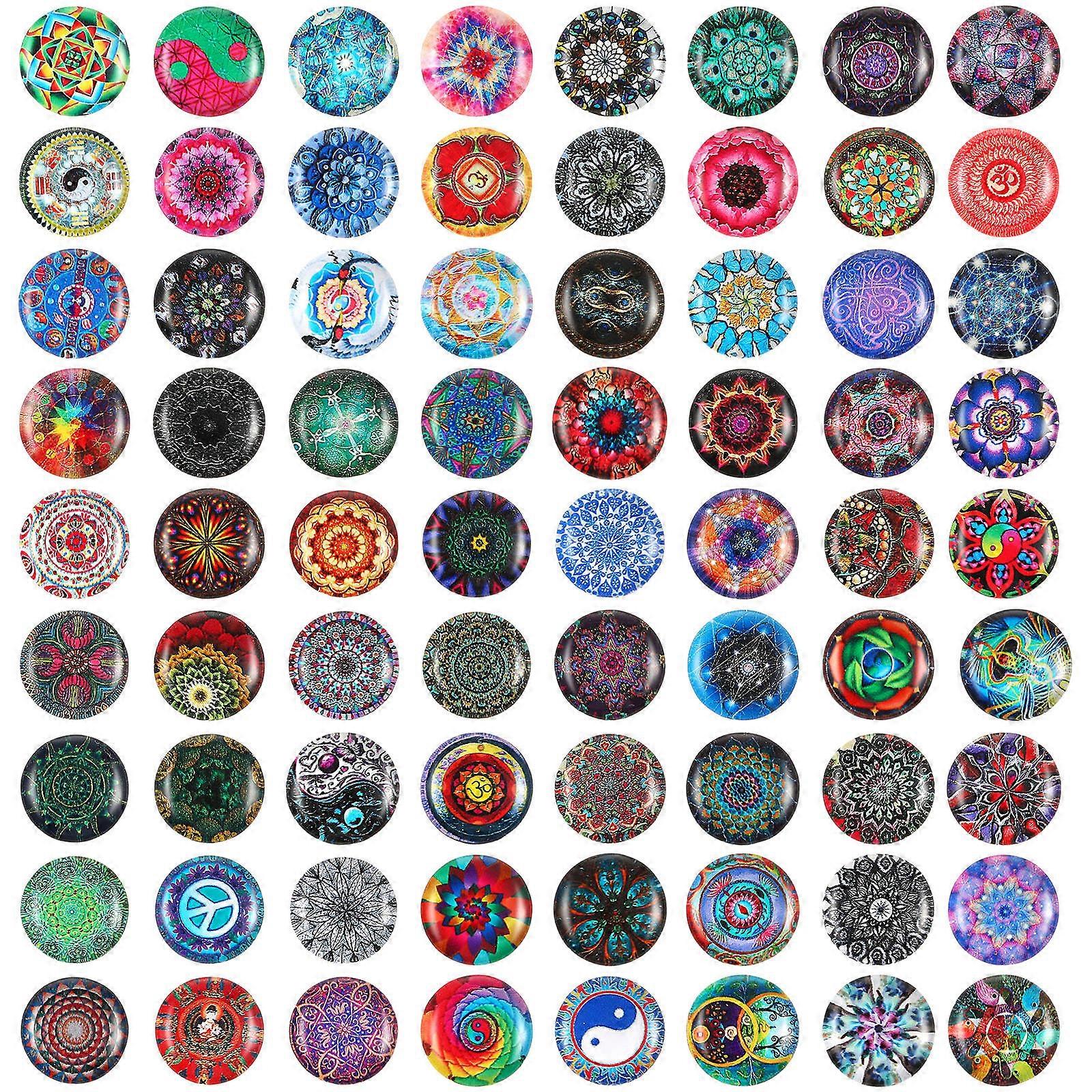 Glass Tiles 100 Pcs Domed Murals For Craft Project Enthusiasts Assorted Color Mandala Style