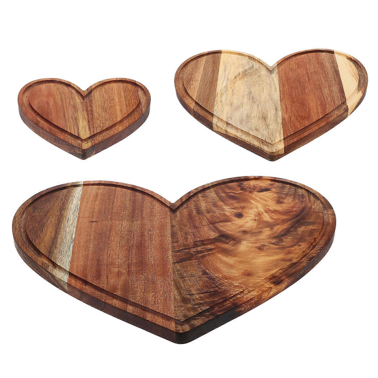 3 Heart Shaped Cutting Boards Elegant Serving Platter for Meat, Cheese & Vegetables Ideal for Valentine’s Day & Special Occasions