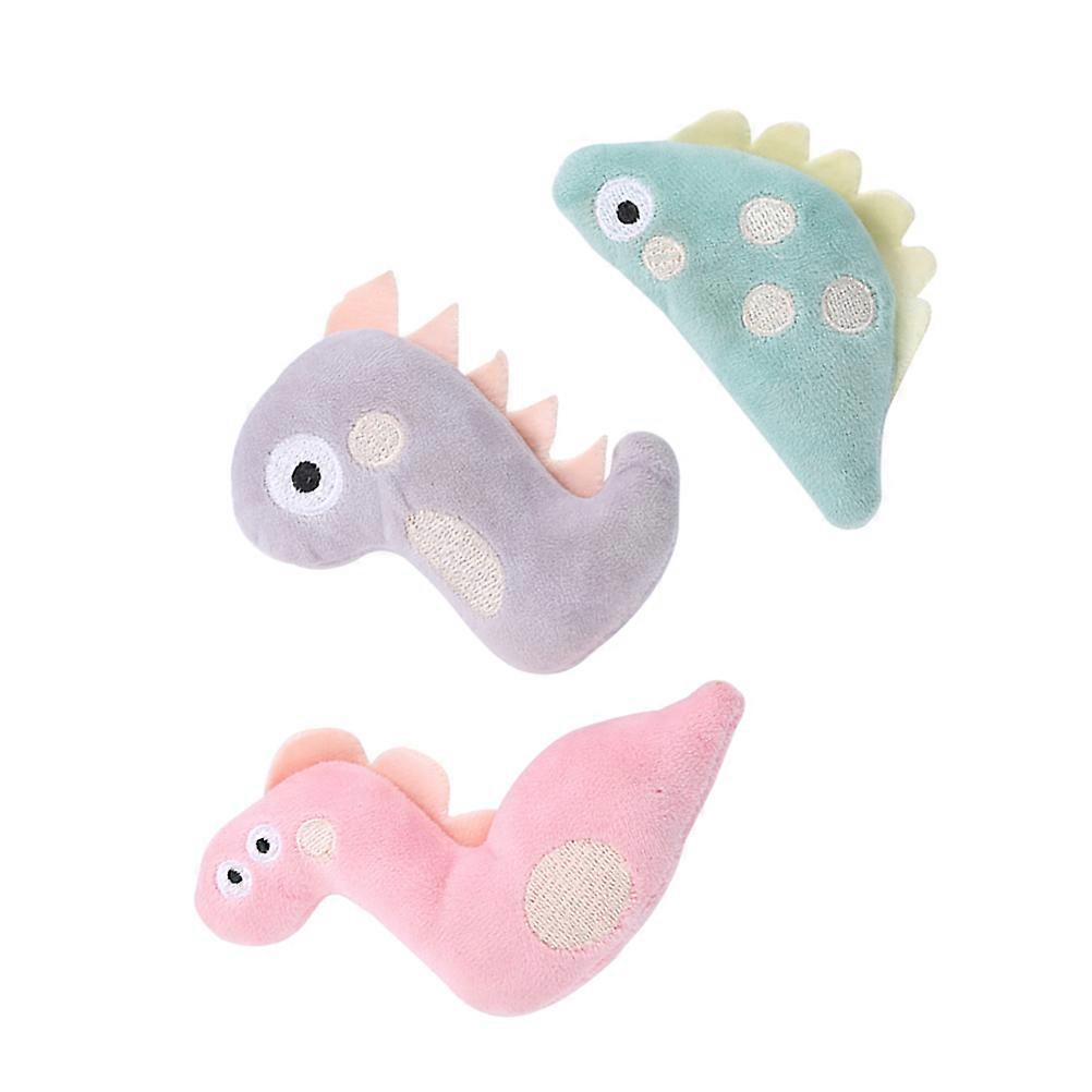 3pcs Interactive Cat Teaser Plush with Catnip – Pink Snake, Gray Dinosaur for Indoor Cats to Stimulate Curiosity and Discourage Scratching