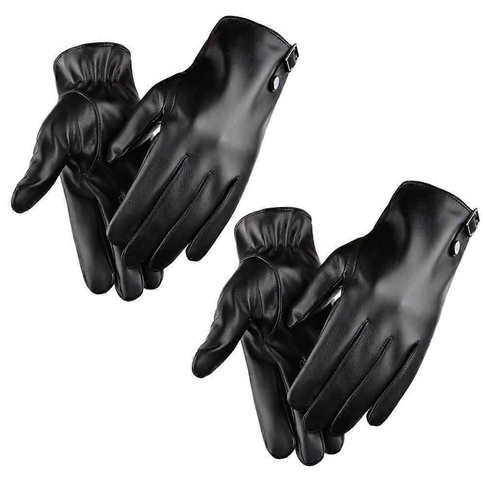 Cycling Gloves Waterproof Windproof Outdoor Activities Touch Screen Compatible Black 1Pair