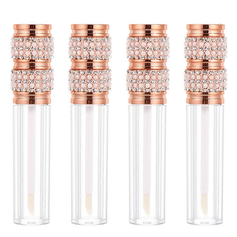 Lip Gloss Tube Bottles 4Pcs Plastic Golden For Handmade Enthusiasts Travel Applications Convenient For DIY Lip Products