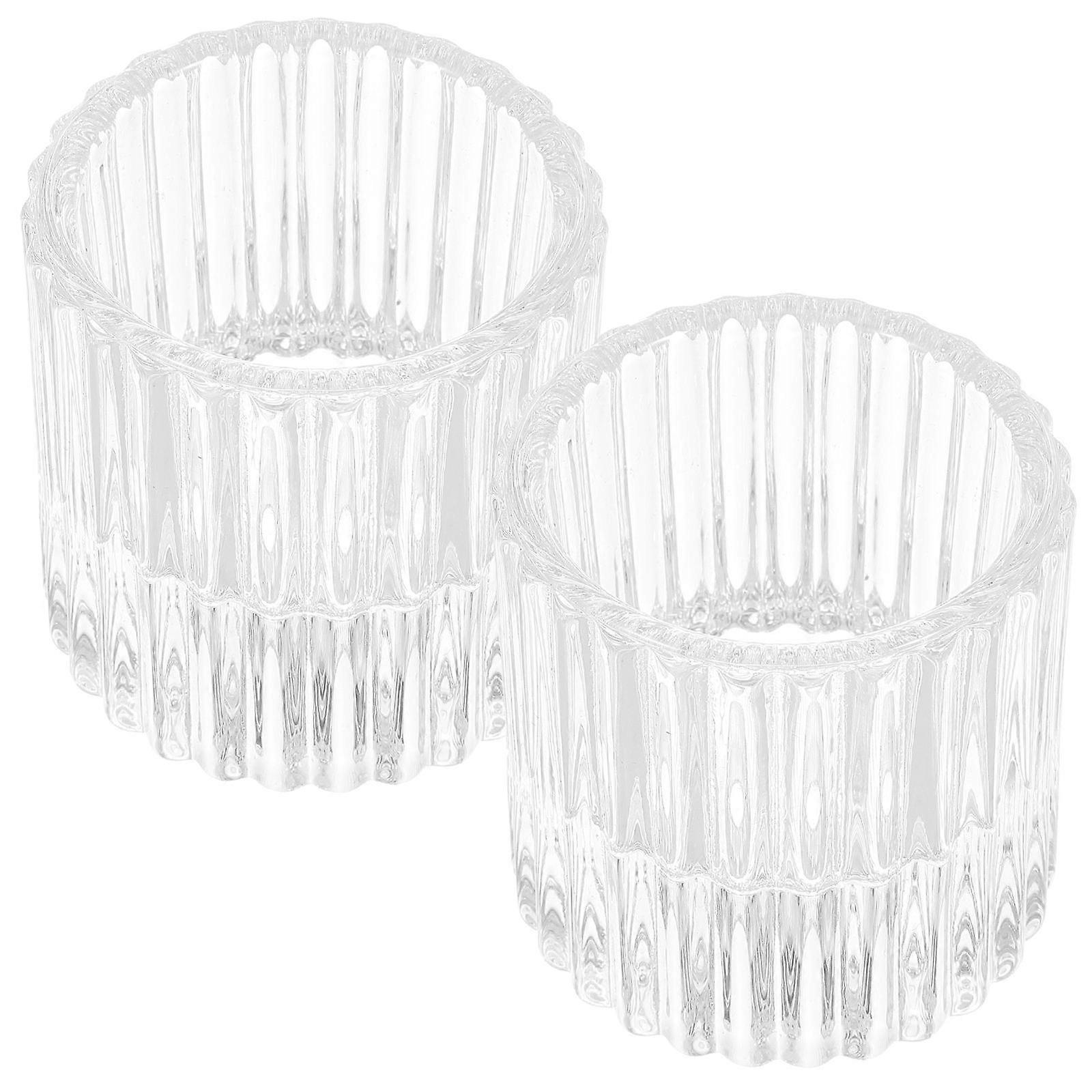 Pink Glass Candle Holders for Home Decor Synthetic Material Smooth Surface 2 Pieces