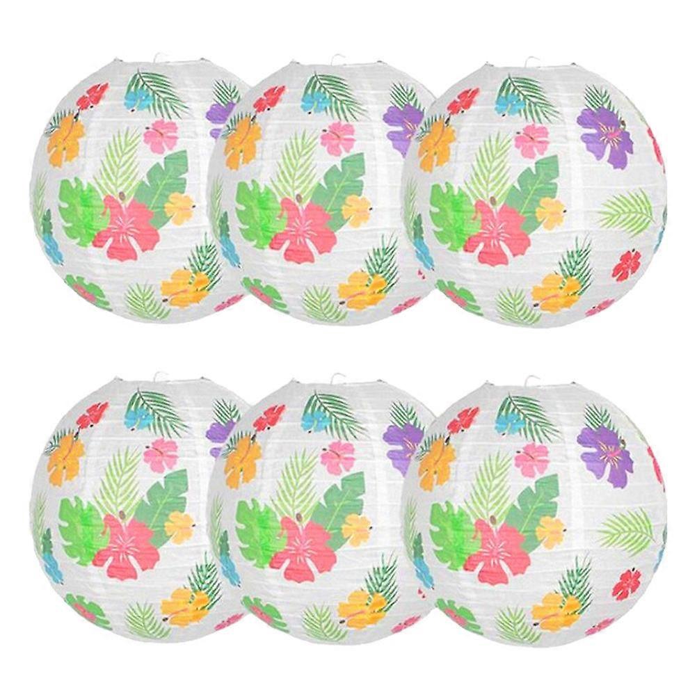 Hawaiian Theme Lanterns 6 Pcs Paper Lanterns Hanging Decorations For Birthday Celebrations Design