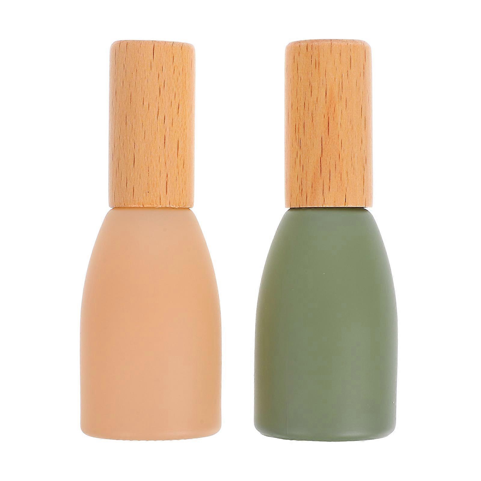 2pcs Wooden Cap Rollerball Bottles for Essential Oils Empty Refillable Roll On Containers for DIY Perfume
