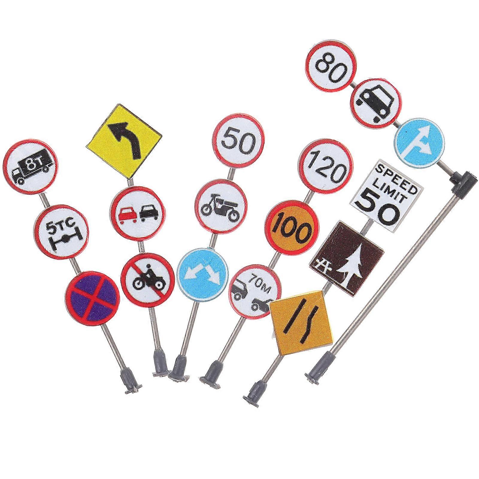 Assorted Color Traffic Signs Set of 6 Pcs Plastic Kids Playthings for Fun Learning