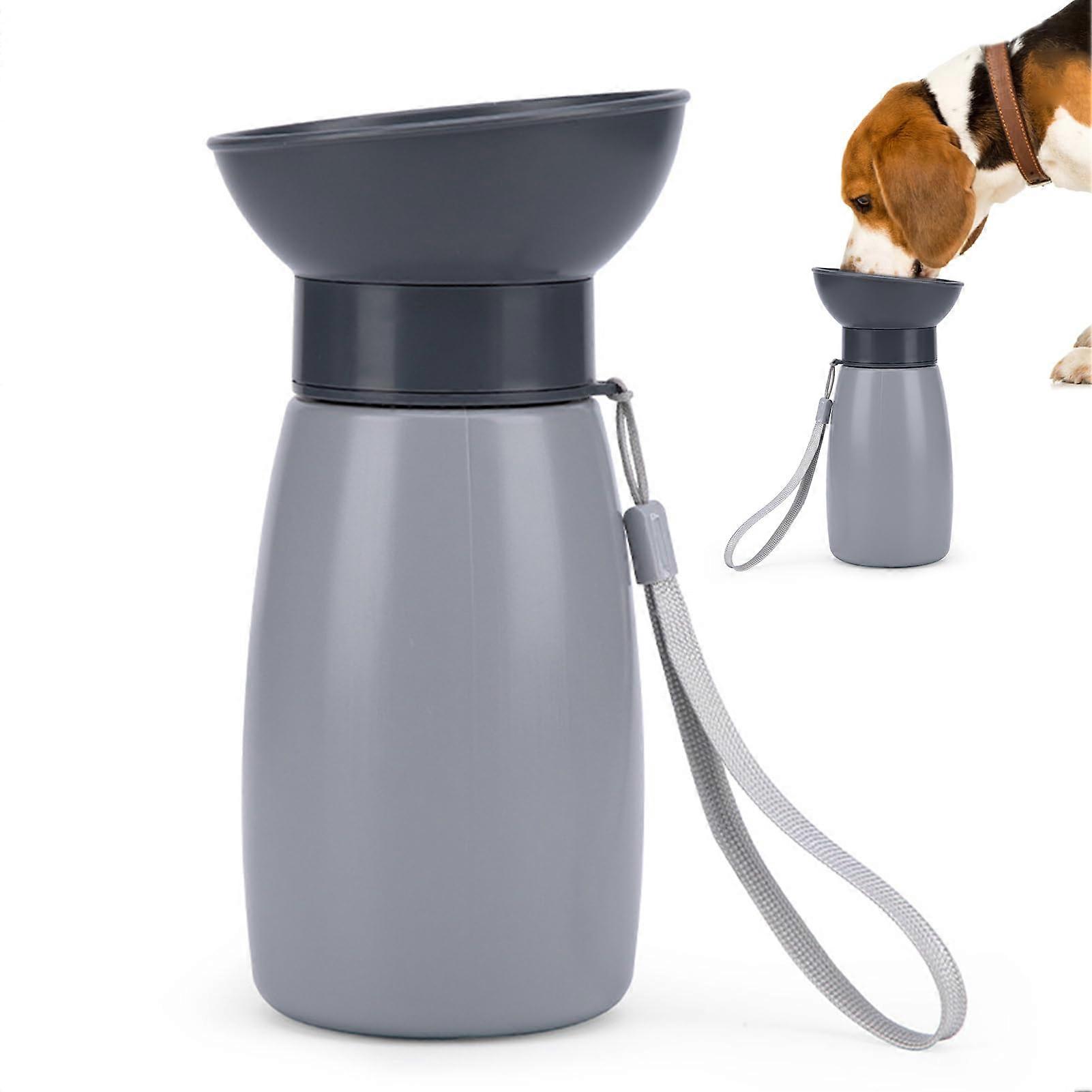 Dog Water Bottle 600ml Portable Travel Dog Drinking Bottle Grey, Leak-Proof Design for Hiking and Outdoor Use