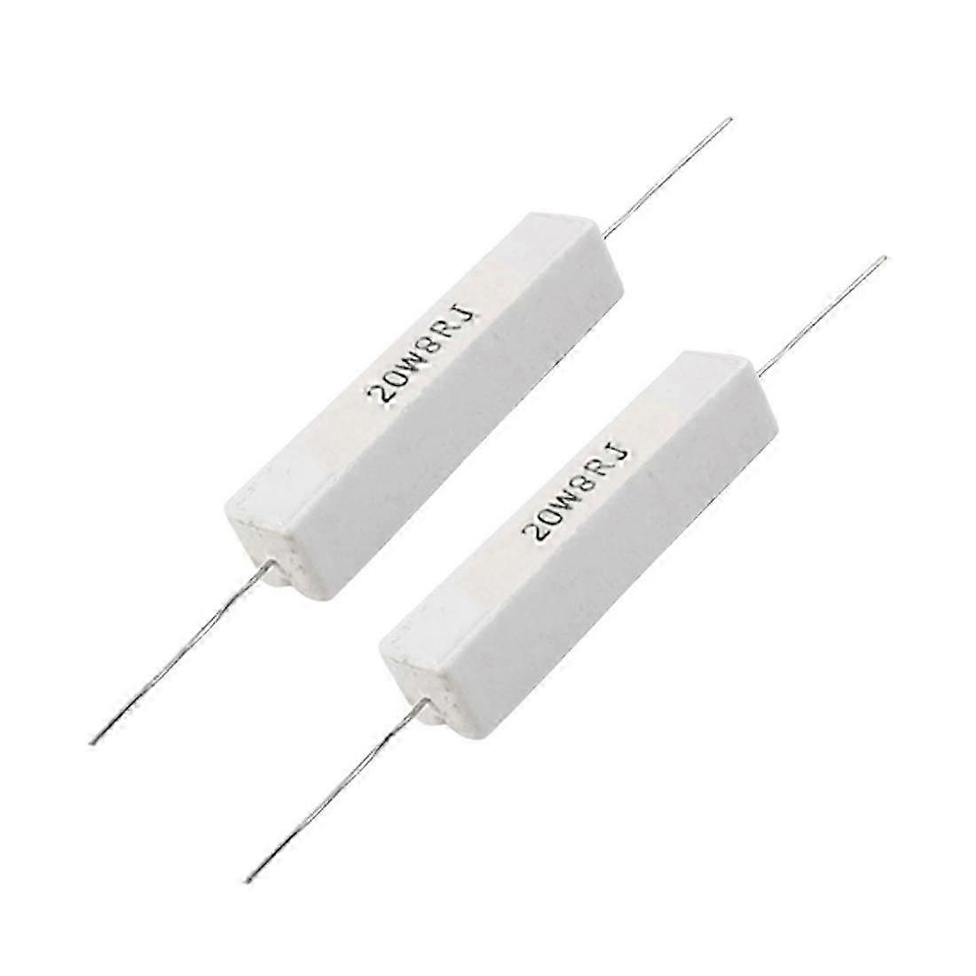 2 Pcs Wire Wound Ceramic Cement Resistor 8 Ohm 20W 5%