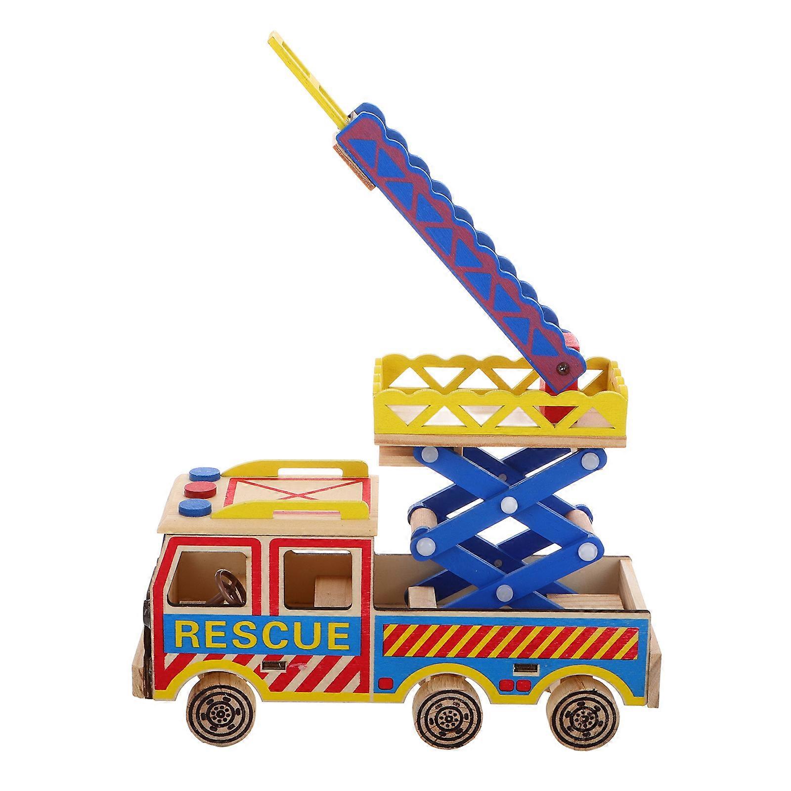 Multifunctional Wooden Fire Truck Learning Toy for Kids with Ladder Design and Educational Value Multi Size