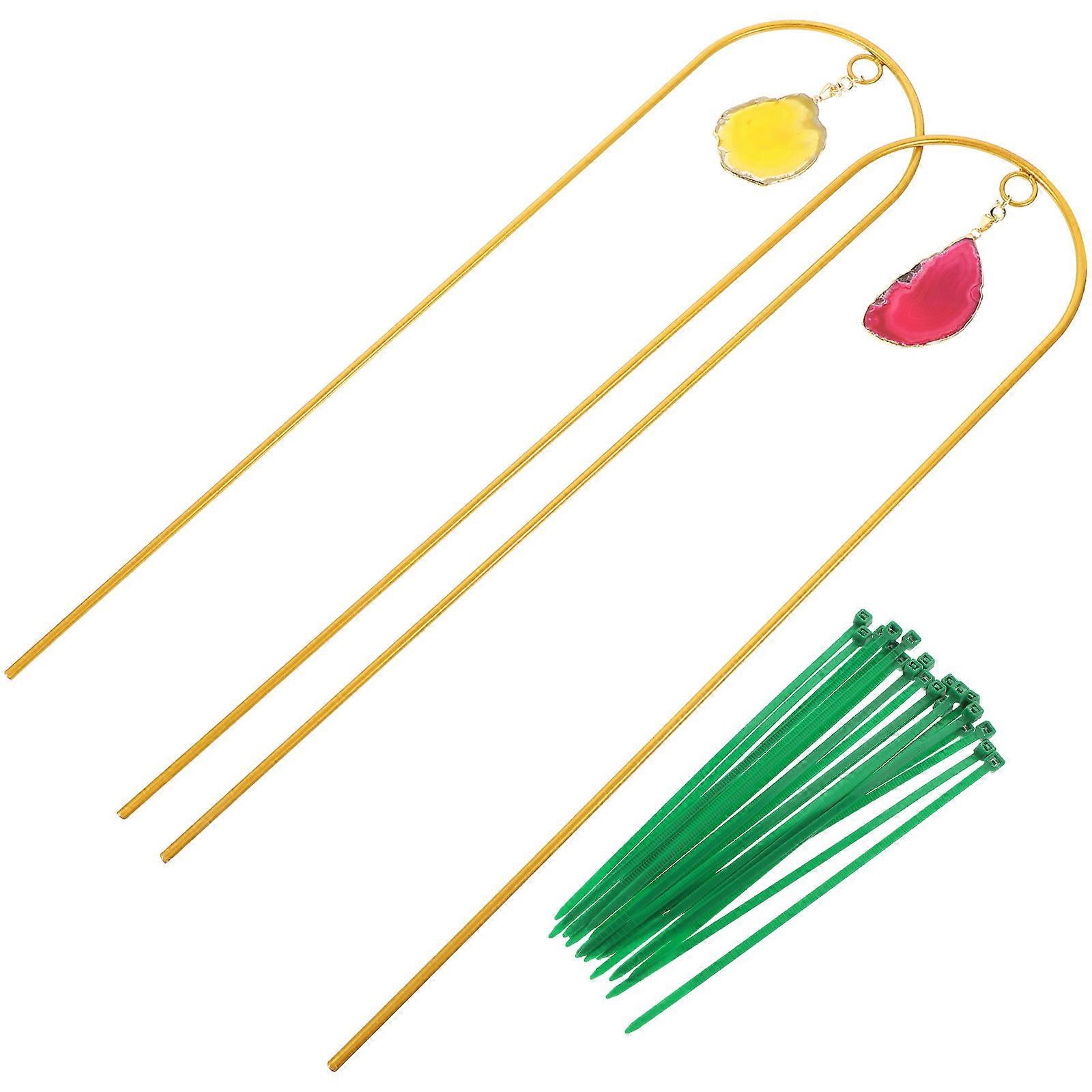 Metal Plant Trellis For Potted Plants Indoor Decorative Support Climbing Plants 42X10CM Golden 1 Set