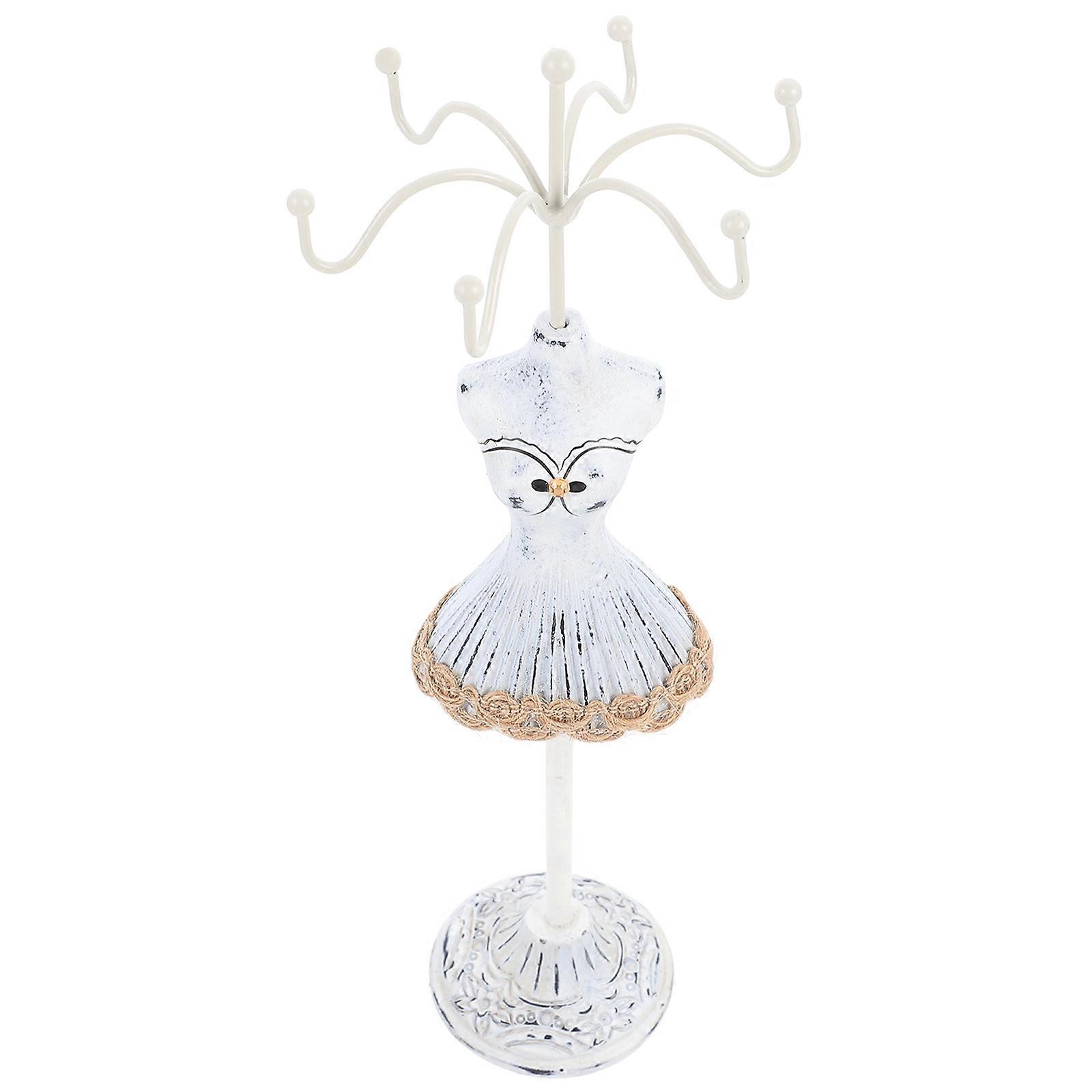 Necklace Display Model Jewelry Rack Design For Women 25.50X9.50X6.00CM Shelf Arrangement Ivory 1Pack