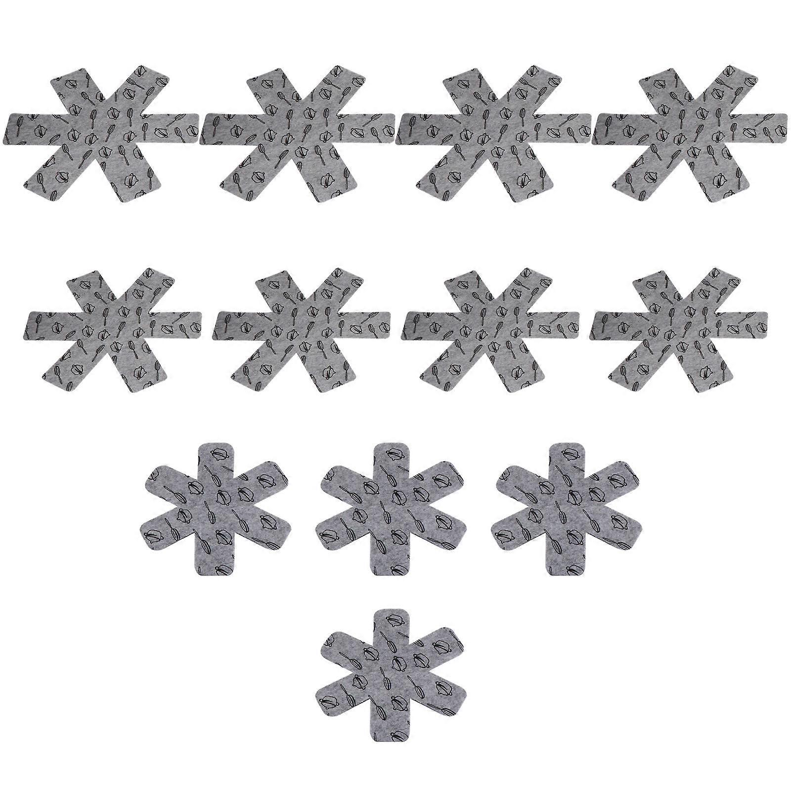 Cookware Protectors 12Pcs Non-Woven Round Set For Dining Table Decoration Grey Heat Insulation Function