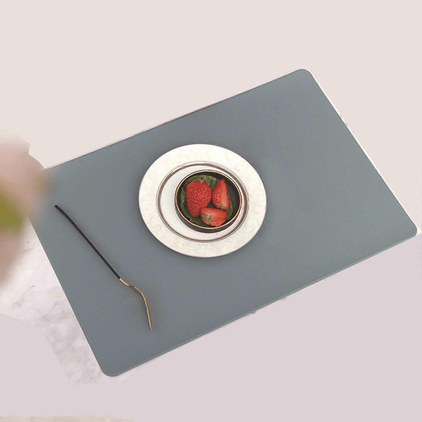 Table Placemat Set Leather 4-Piece Set Stain-Resistant Rectangular Place Mats Modern Kitchen Dining 45x30 cm Gray Blue