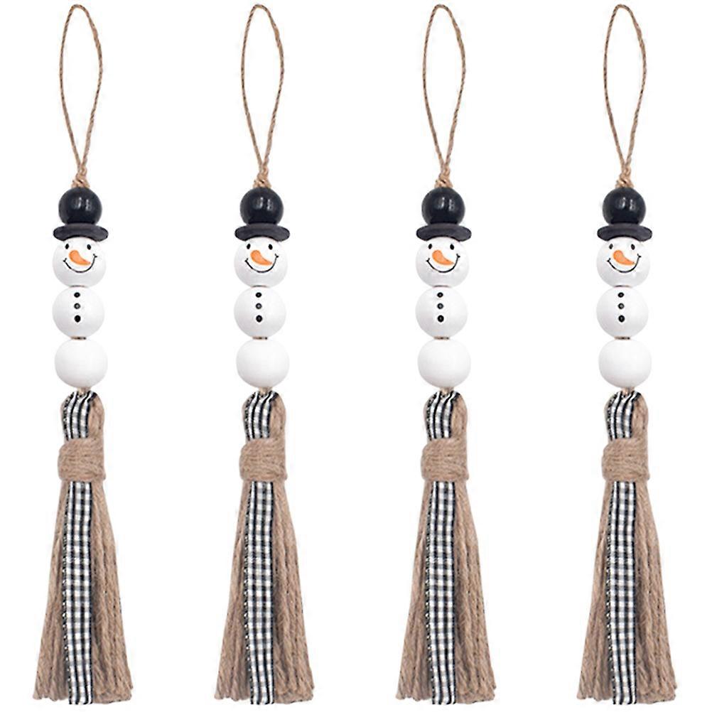 Cute Snowman Decorations Hanging Ornaments For Homeowners 28X2Cm Multi Color Rustic Style 4Pcs