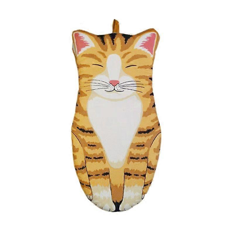 3D Cartoon Cat Paws Oven Gloves Long Cotton Baking Insulation Gloves Microwave Oven Heat Resistant Non-slip Oven Gloves