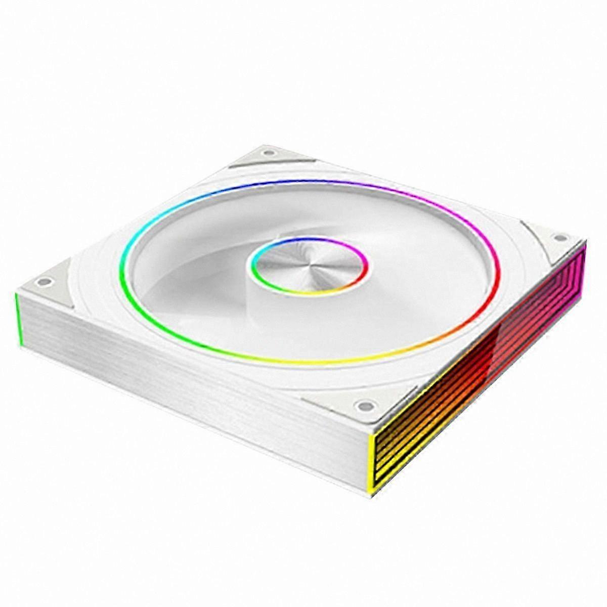 White LED Ring Cooling Fan with Mirror Effect for Desktop Computers