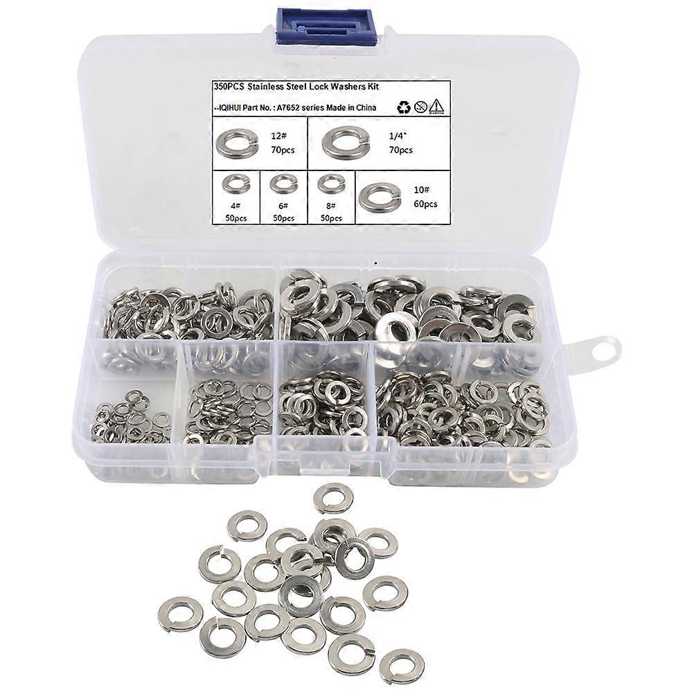 Stainless Steel Washer Assortment Kit 350pcs Multi Flat and Claw Spring Lock Washers for Automotive Repair Screws Bolts Fastening Maintenance