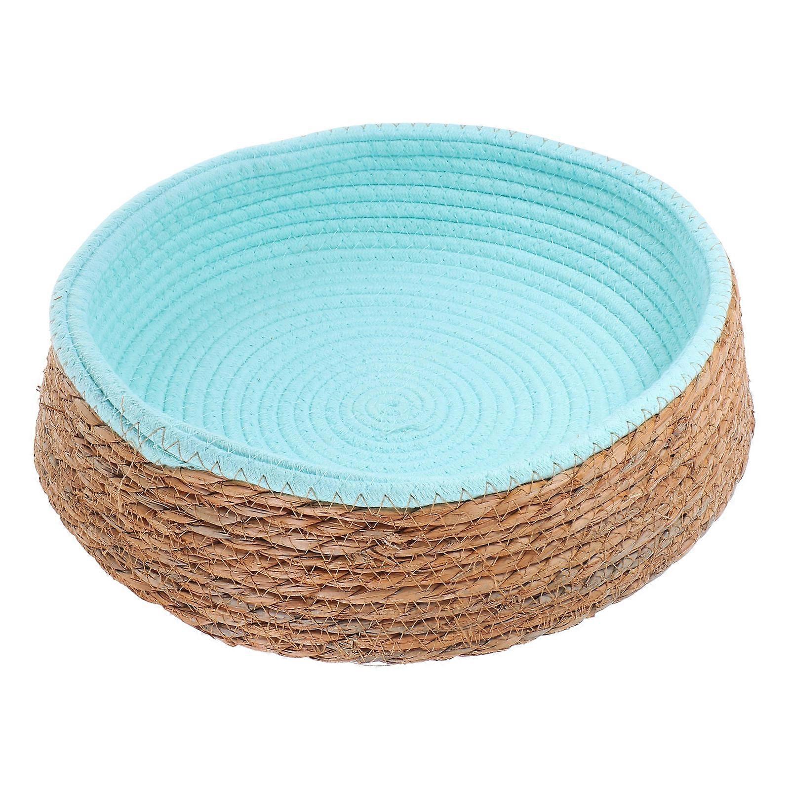 Cat Sleeping Bed Round Wicker Bed Durable Grass Material for Cats and Small Dogs Assorted Color 20.0 Inches